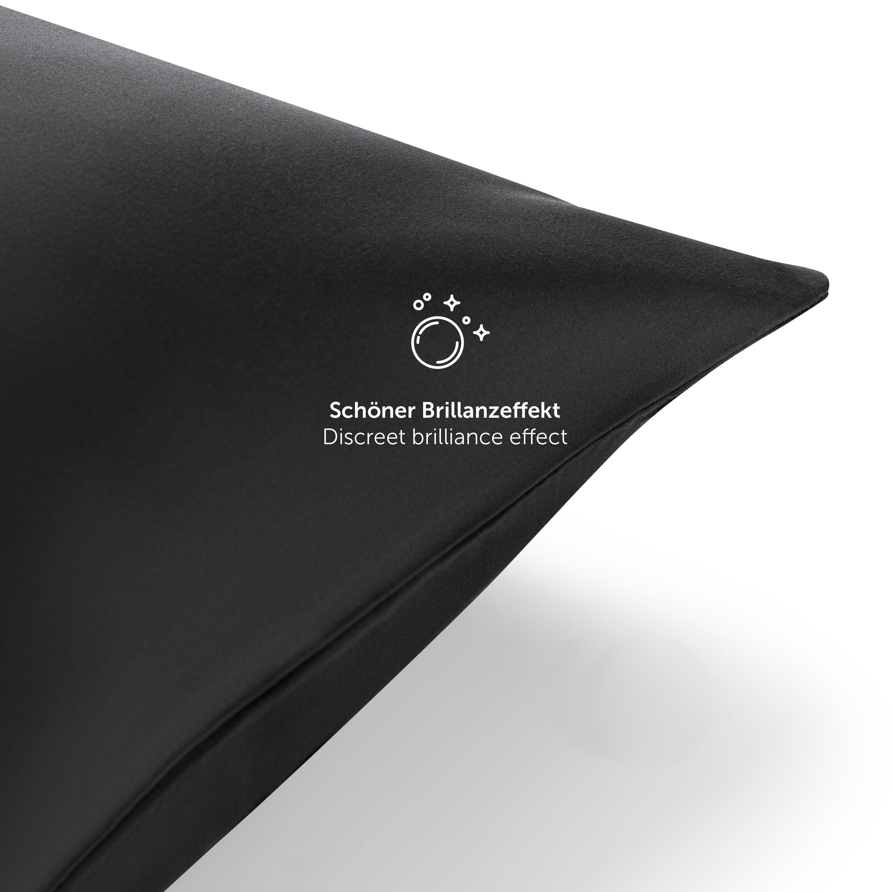 Blumtal Kissenbezüge Premium Mako Satin Kissenbezug, superweich aus 100% Baumwolle, (2 Stück), OEKO-TEX zertifiziert – Glanzoptik & farblich passender Reißverschluss
