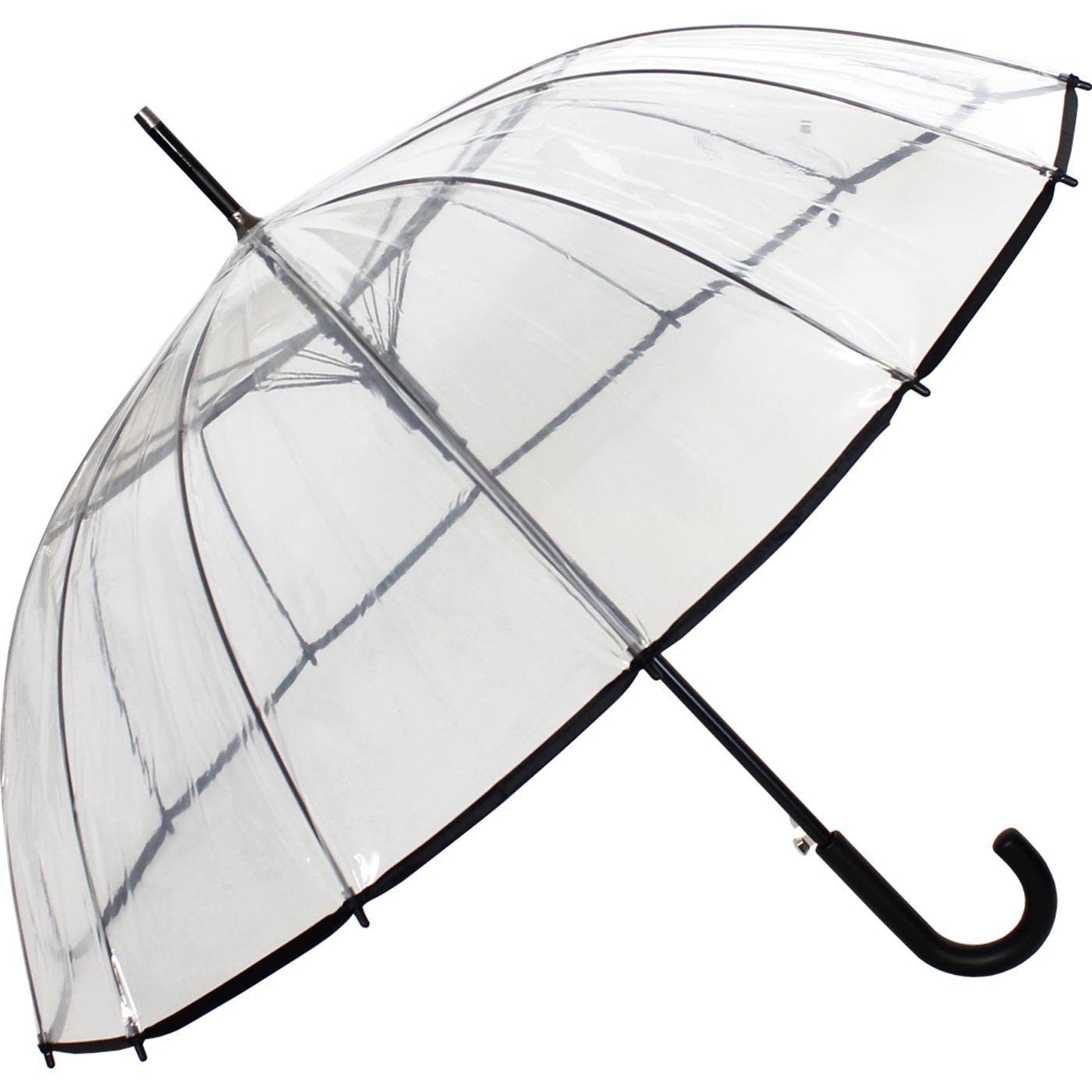HAPPY RAIN Stockregenschirm 14teiliger Regenschirm mit Automatik transparent, durchsichtig