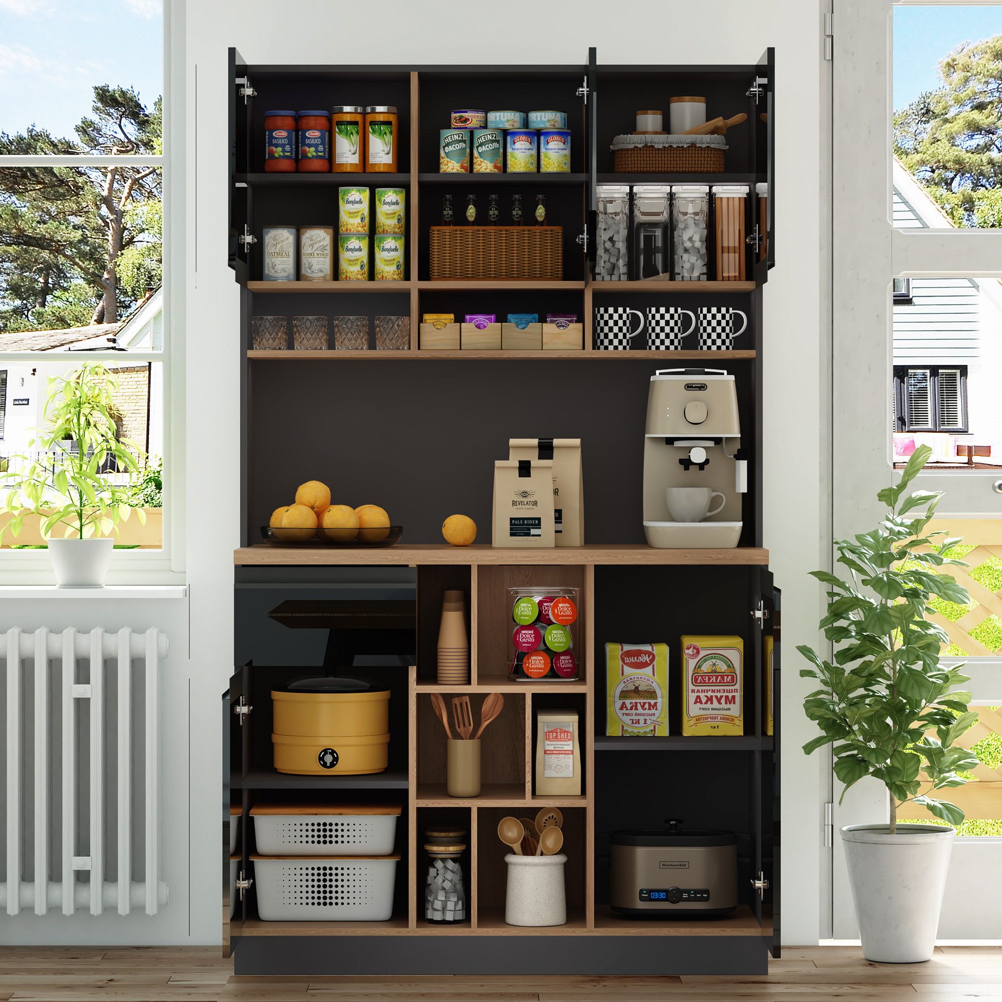 Flieks Küchenbuffet mit verstellbare Ablagen Hochschrank Hochglanz (1-St., günstig online kaufen