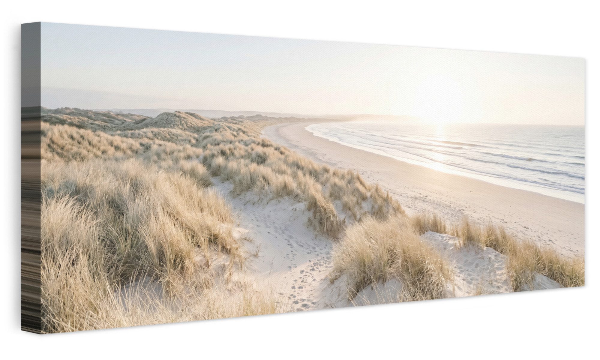 OneMillionCanvasses® Leinwandbild Panorama Dünen - Strand - Beige, Fotodruck (1 St), Wandbild, Deko Schlafzimmer Wohnzimmer Flur 60x20 cm