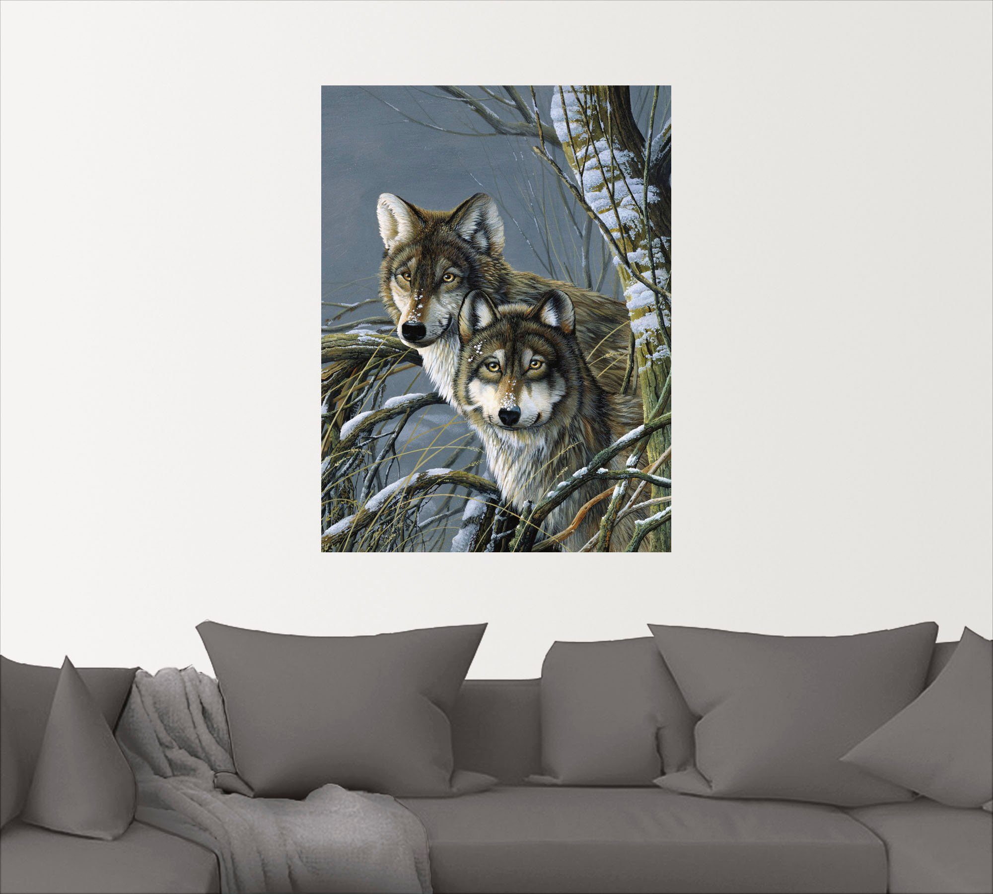 Artland Wildtiere Wandaufkleber versch. Wölfe, St), Poster Wandbild Größen als in Leinwandbild, (1 Zwei oder