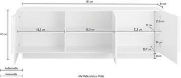 INOSIGN Lowboard Jupiter, Breite 181 cm mit 3 Türen