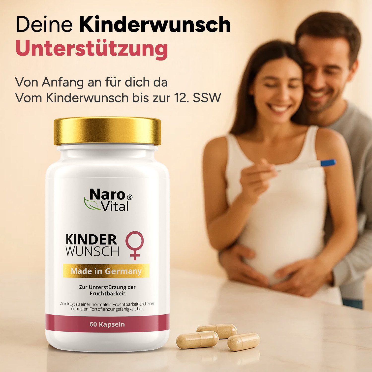 NaroVital Kinderwunsch Pränatale Vitamine mit Folsäure (800 µg Folat) - 60 Kapseln, 60 St.
