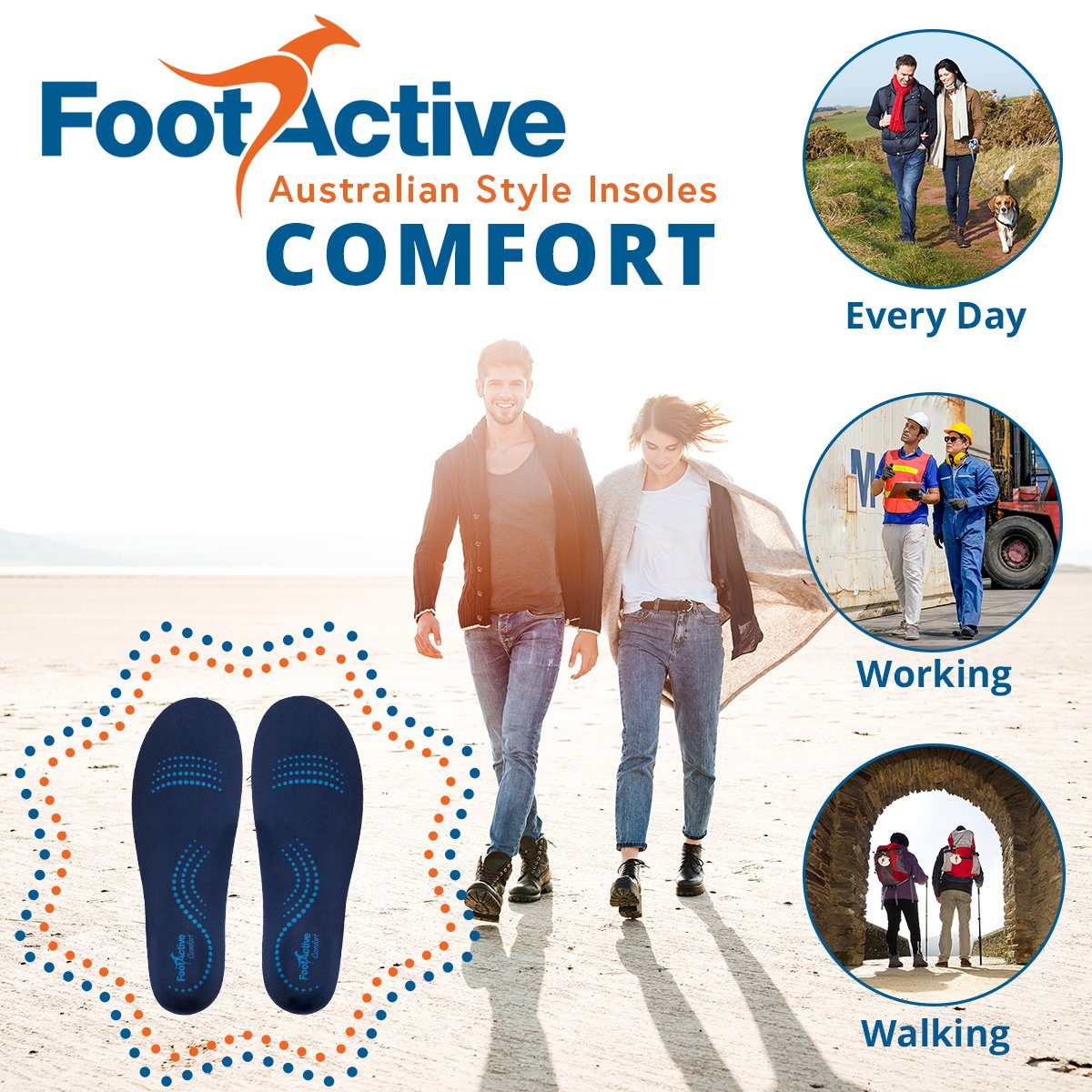 COMFORT, Fersen, Biomechanische und - Fußproblemen! und Fersensporn für Perfekte speziell Rücken, Einlegesohlen Füße, FootActive FootActive Knie Unterstützung Einlegesohlen bei