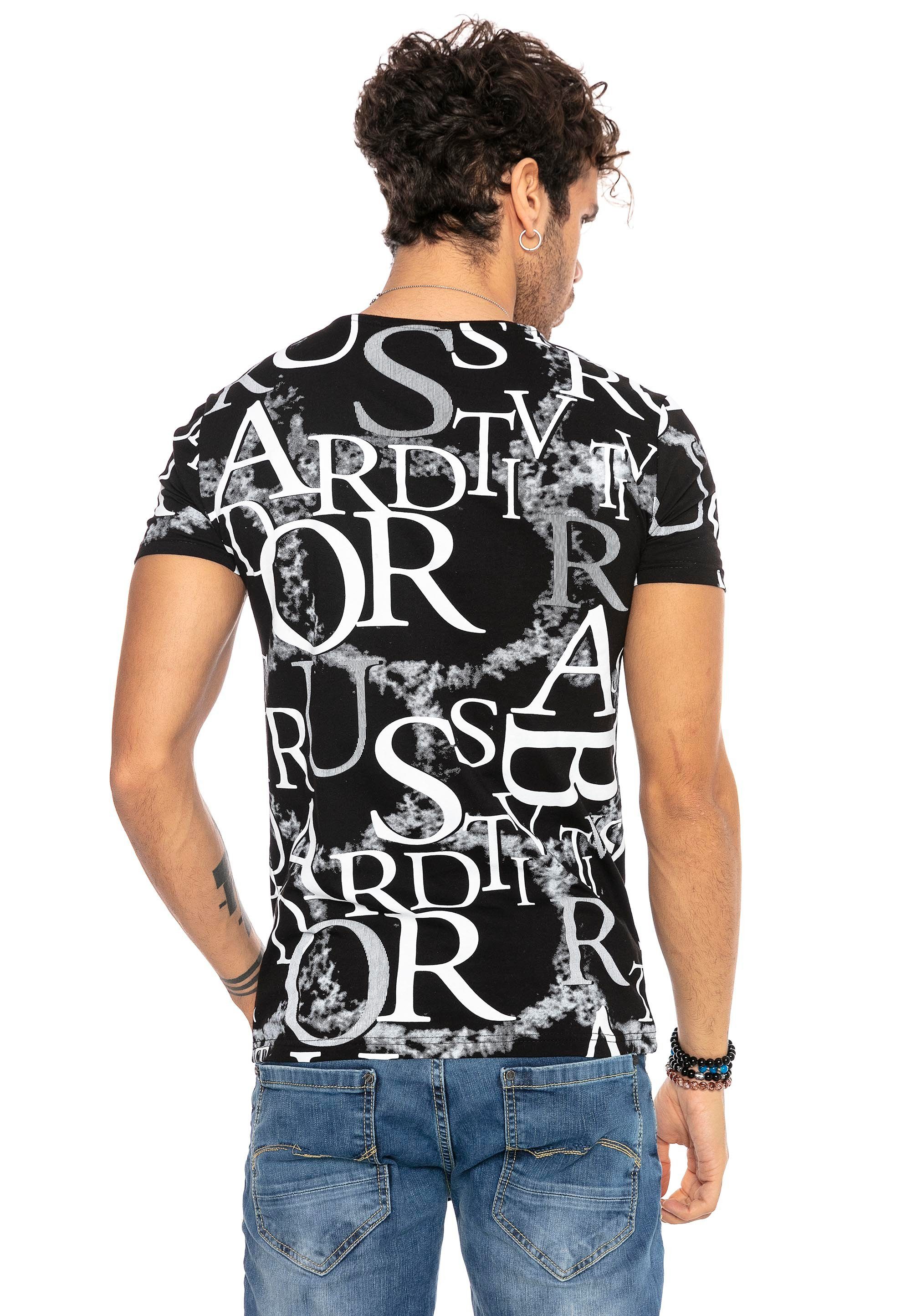 schwarz-weiß RedBridge mit ausgefallenem T-Shirt Allover-Print Heights Sterling