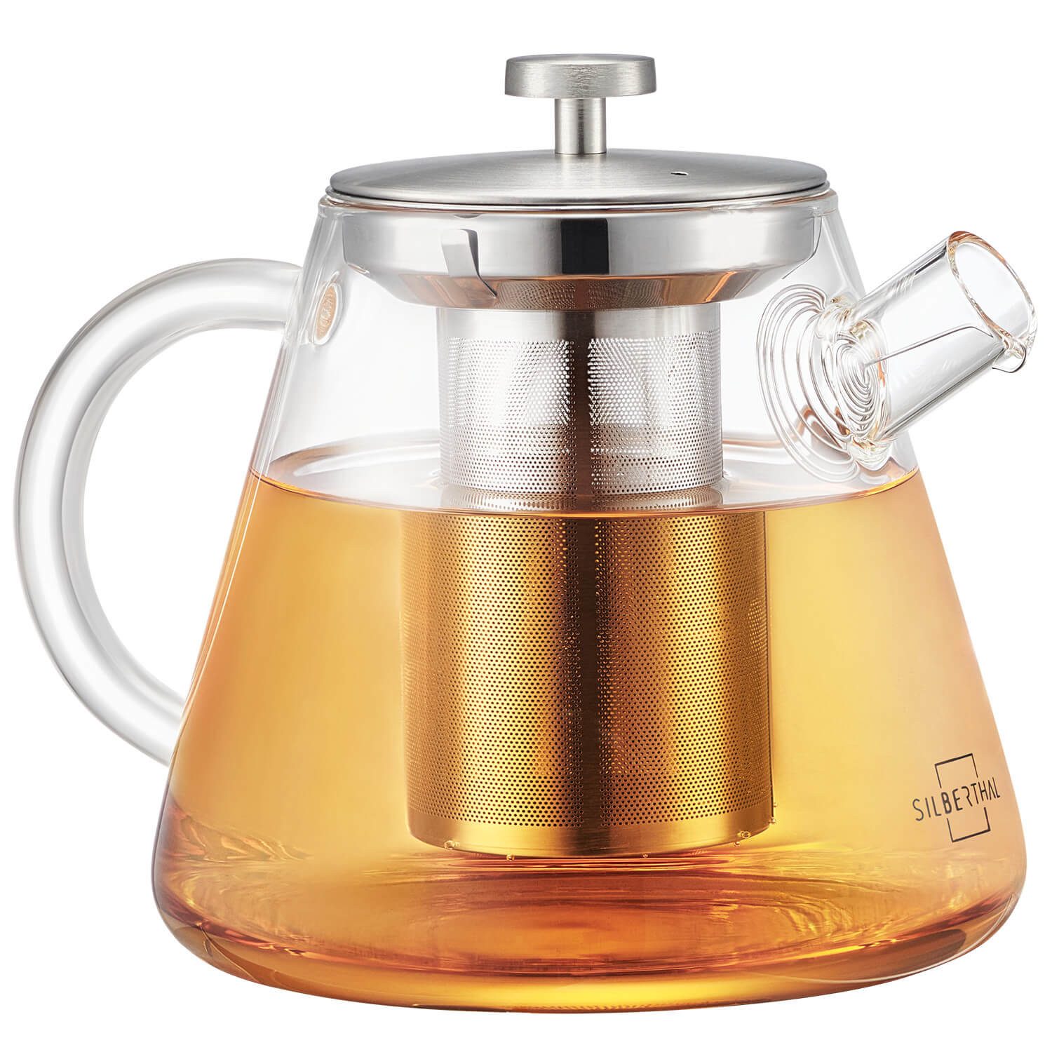 SILBERTHAL Teekanne Teekanne Glas mit Siebeinsatz 1.5L, 1.5 l, Hitzebeständiges Glas geeignet für E-Herd, Teewärmer & Gasherd