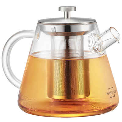 SILBERTHAL Teekanne Teekanne Glas mit Siebeinsatz 1.5L, 1.5 l, Hitzebeständiges Glas geeignet für E-Herd, Teewärmer & Gasherd
