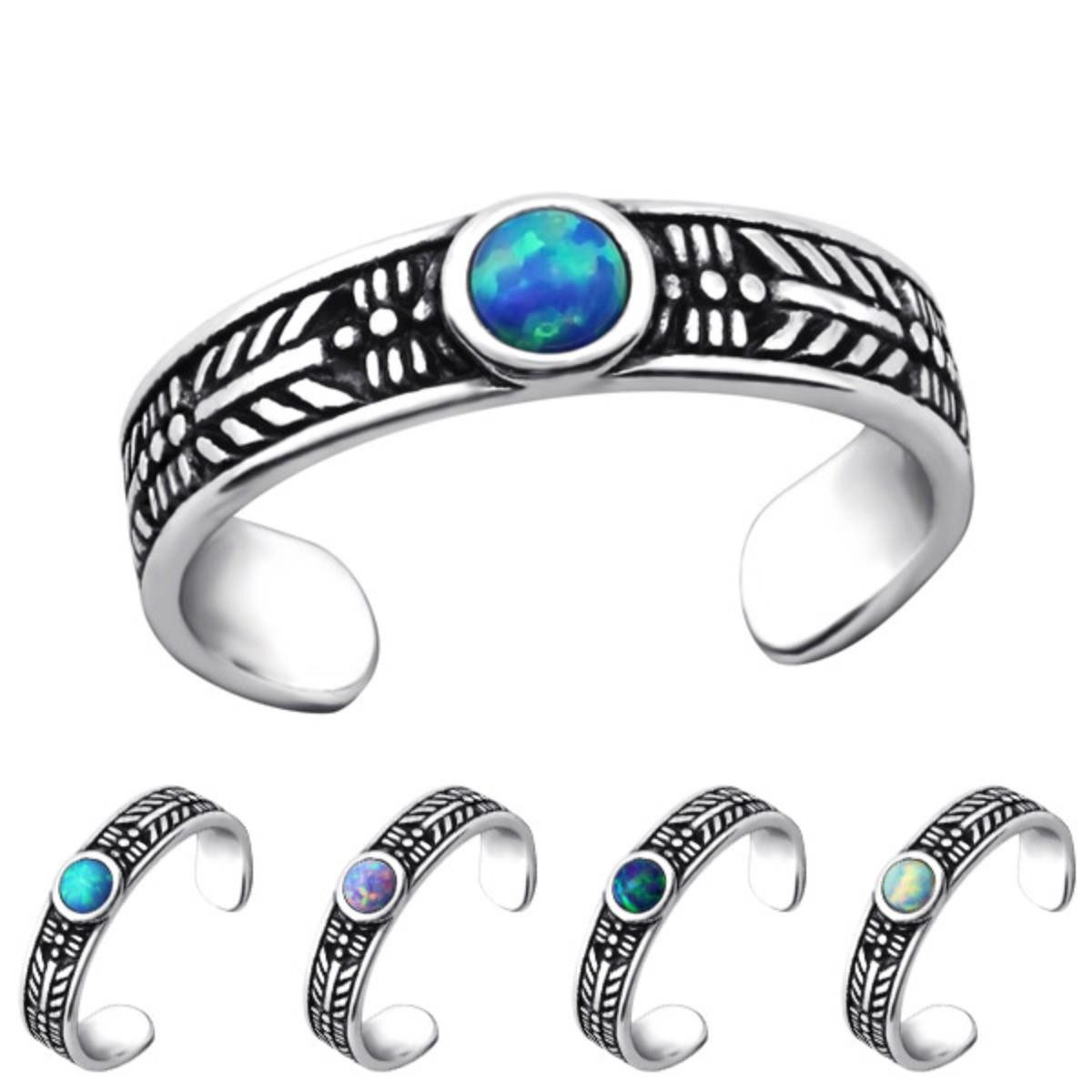 Order & Smile Schmuck Zehenring Zehenring Silber 925: Bali Zehring mit Opal, gestempelt