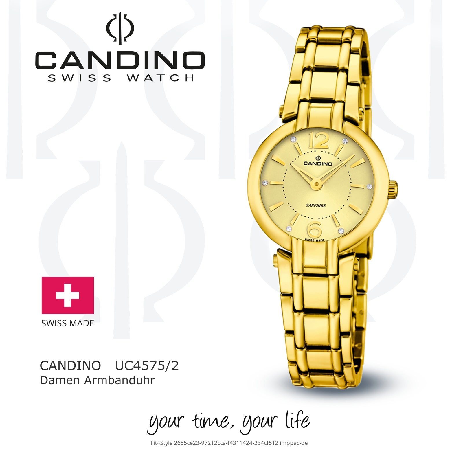 Candino Quarzuhr Candino Damen Elegant rund, Uhr Damen Armbanduhr Quarzwerk Edelstahlarmband C4575/2, gold