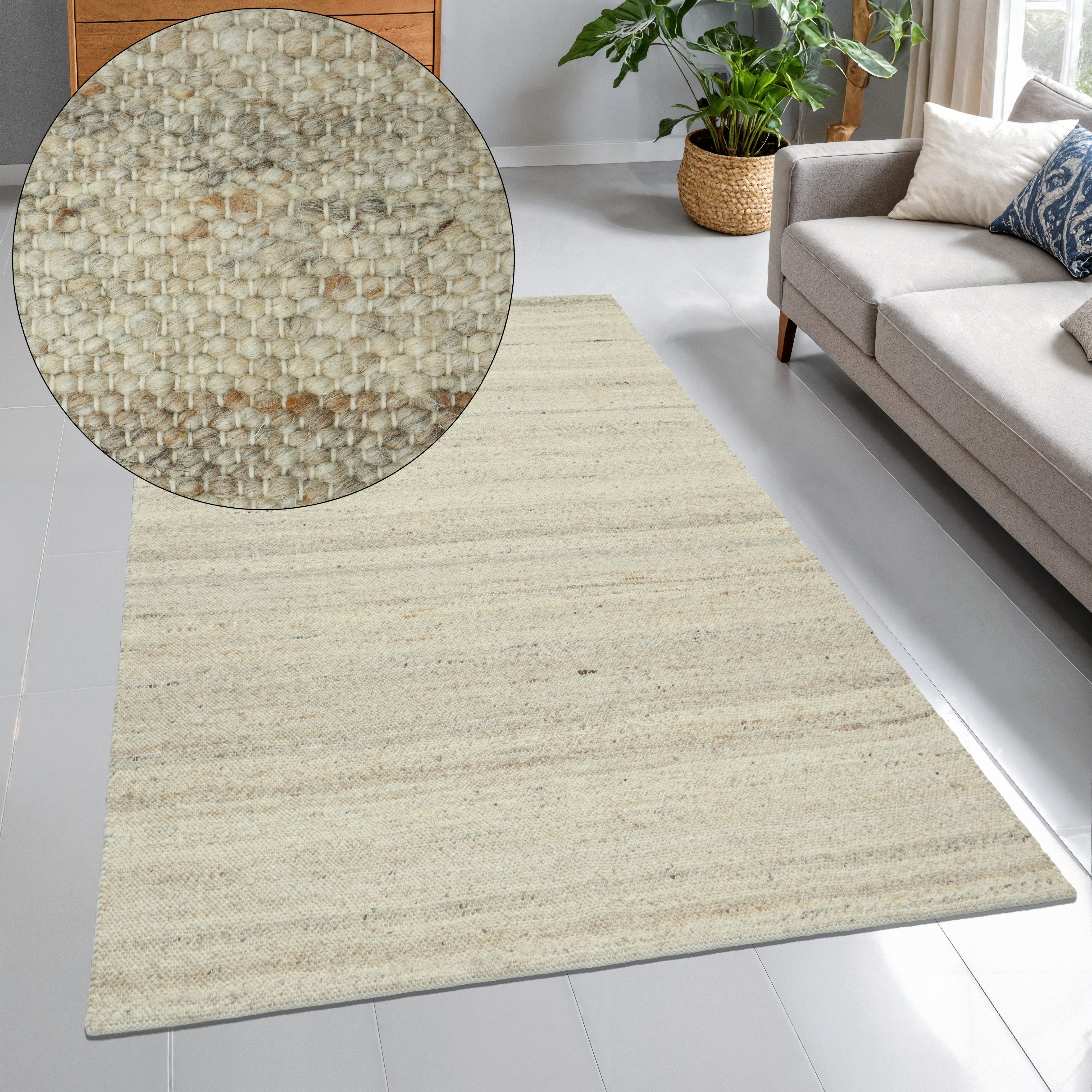 OTTO home Teppich Naddia, Webstruktur, Naturtöne, rechteckig, Höhe: 9 mm, Zeitloses Design, meliert, Wohnzimmer, Schlafzimmer, Esszimmer