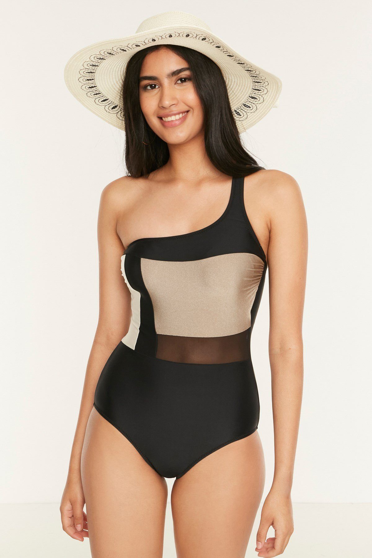Badehose Ein-Schulter-Mesh-Badeanzug