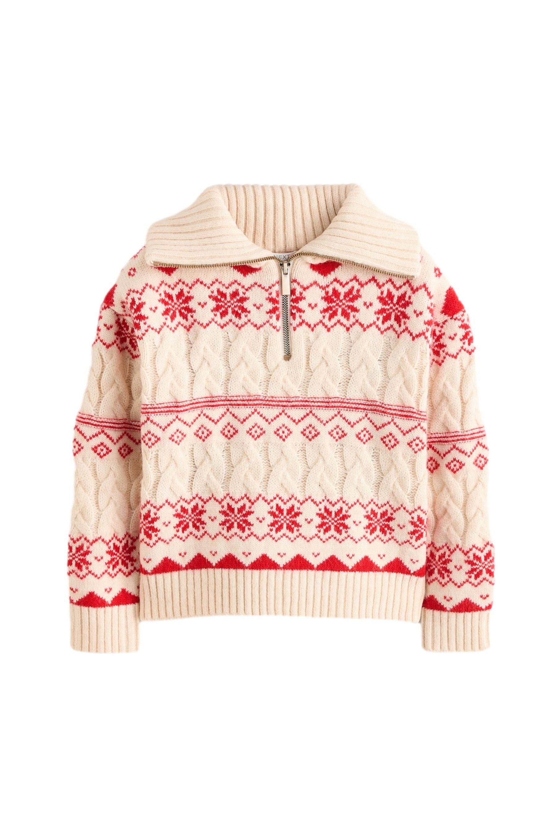Next Норвежские свитера Pulloverkleid mit Fairisle-Muster + Reißverschluss (1-tlg)
