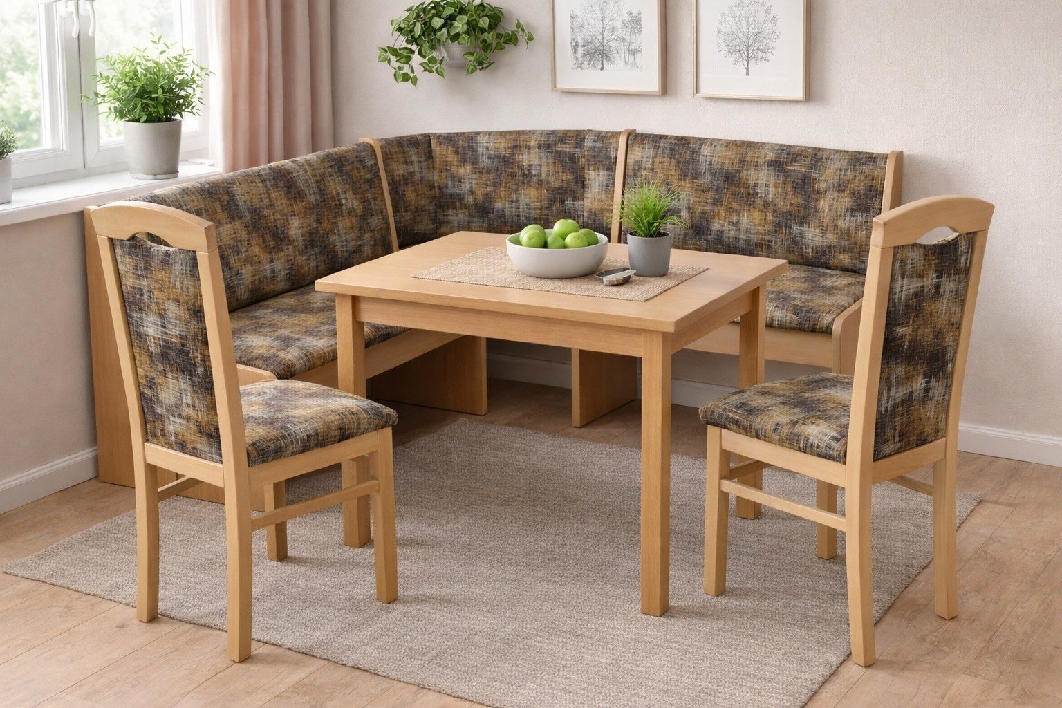 moebel-direkt-online Sitzgruppe 4tlg. Eckbankgruppe bestehend aus Truheneckbank, Esstisch, Stühlen, (Spar-Set, 4teiliges Set)