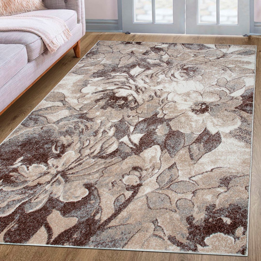 OTTO home Teppich Almrose, rechteckig, Höhe: 9 mm, mit besonders weichem Flor, Blumen Muster, florales Design, Kurzflor