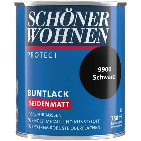 SCHÖNER WOHNEN FARBE Lack Protect Buntlack, 750 ml, schwarz, seidenmatt, ideal für außen