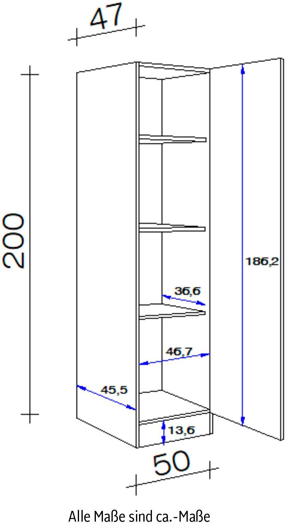 Flex-Well Seitenschrank Bergen (B H x für Stauraum T) 50 x x x 200 viel 47 cm