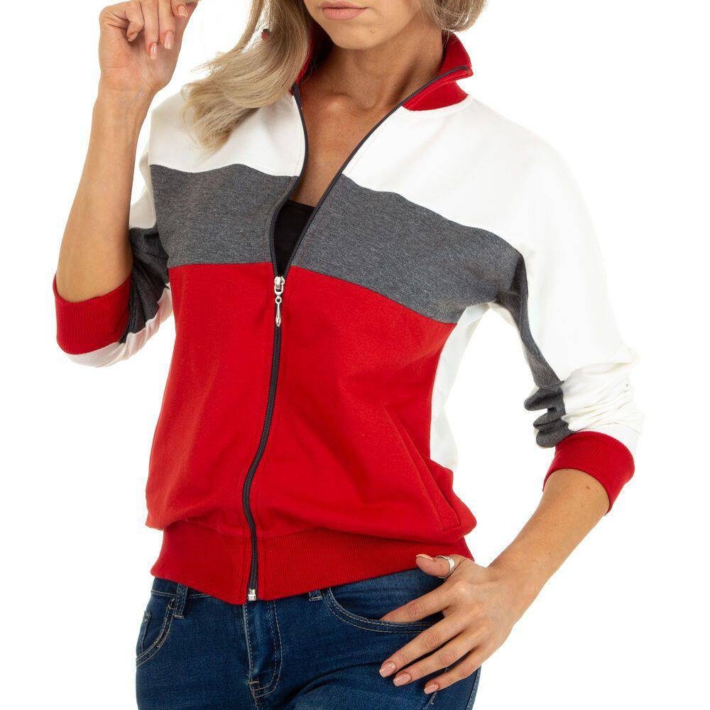 Damen Jacken Ital-Design Sweatjacke Damen Freizeit Stretch Sweatjacke in Grau