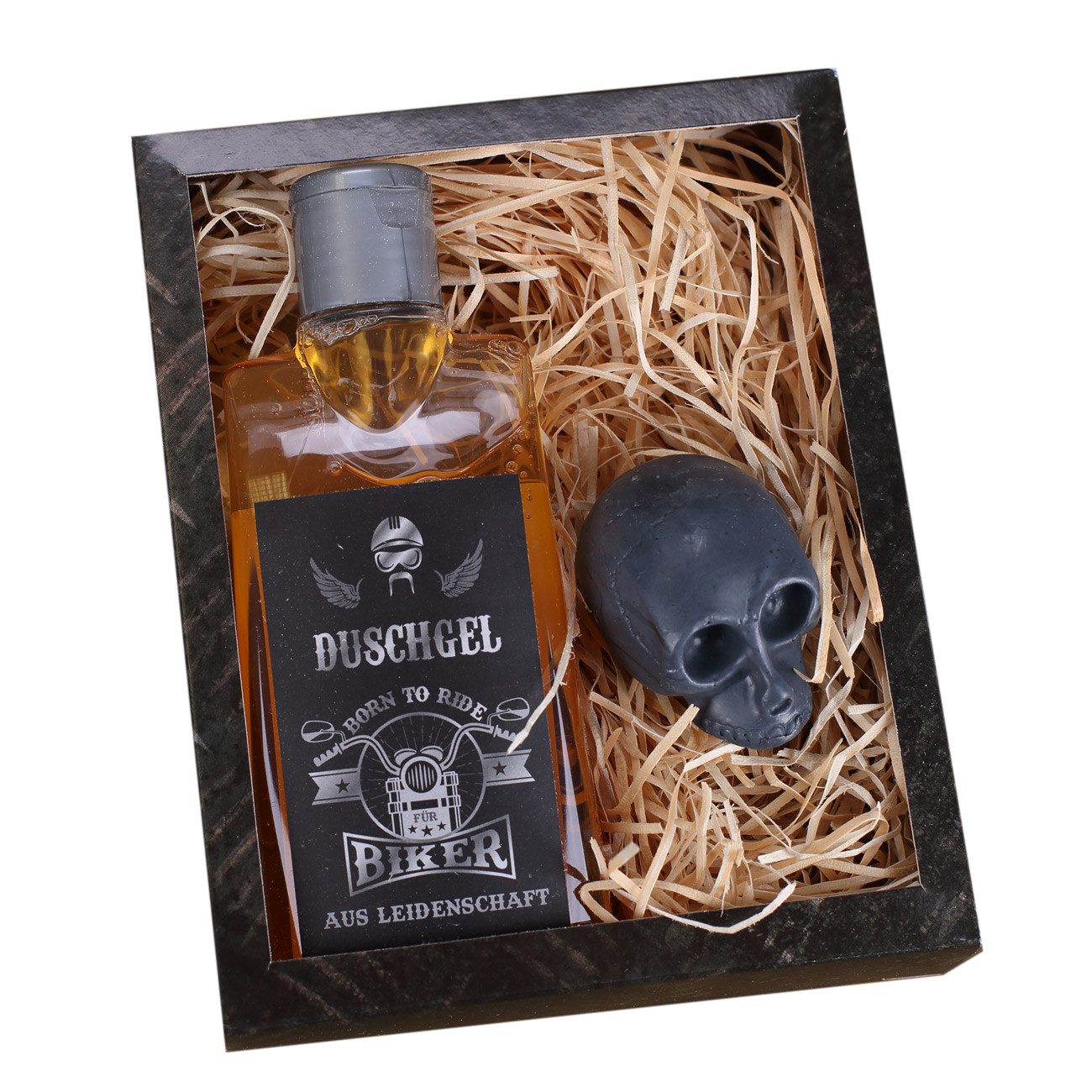 Herz & Heim Pflege-Geschenkset für Biker & Motorradfahrer - Duschgel & Seife als Geschenk für Männer, 2-tlg., 200 ml & 30 g