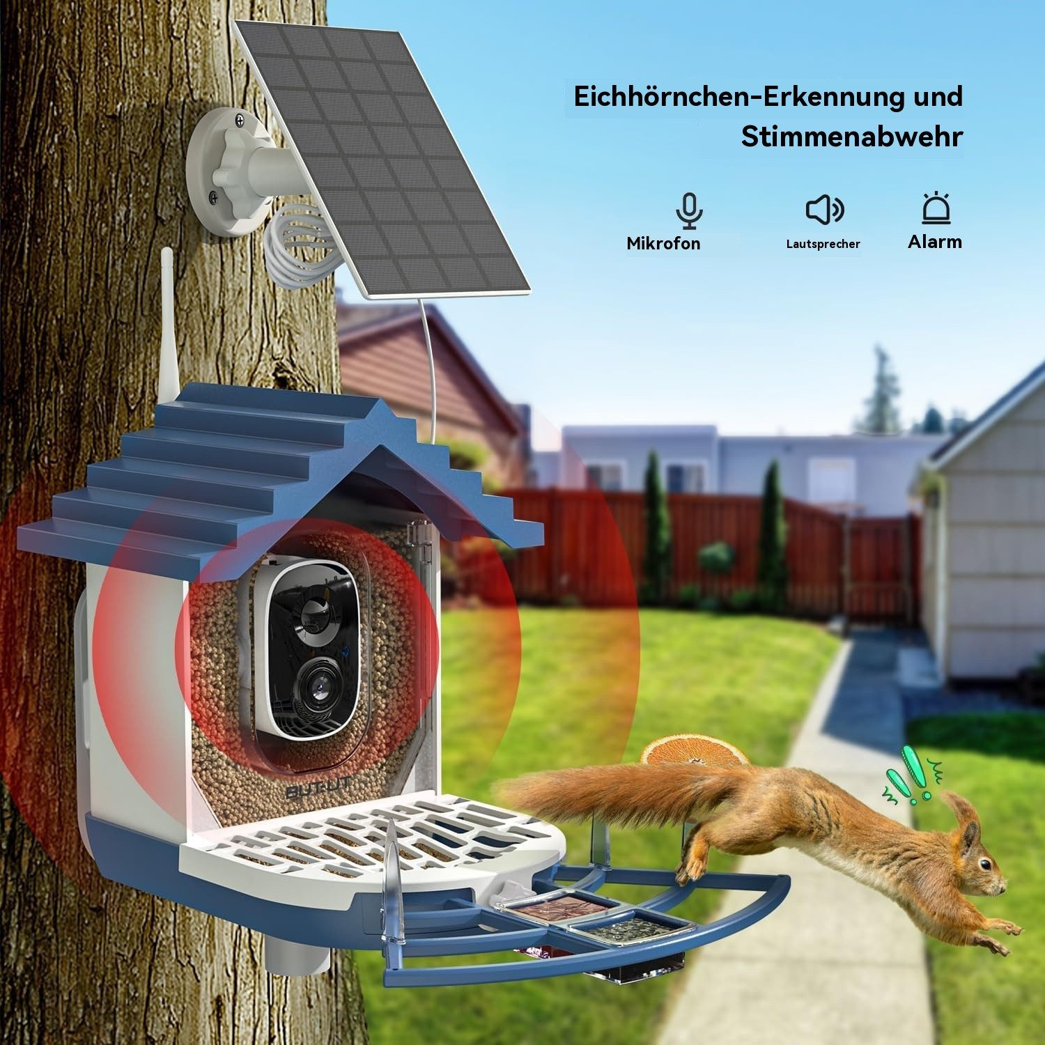 TWUFY Vogelhaus Vogelfutterhaus mit Kamera 2K HD Vollfarbe Nachtsicht, KI Vogelerkennung Sofortiger Benachrichtigung