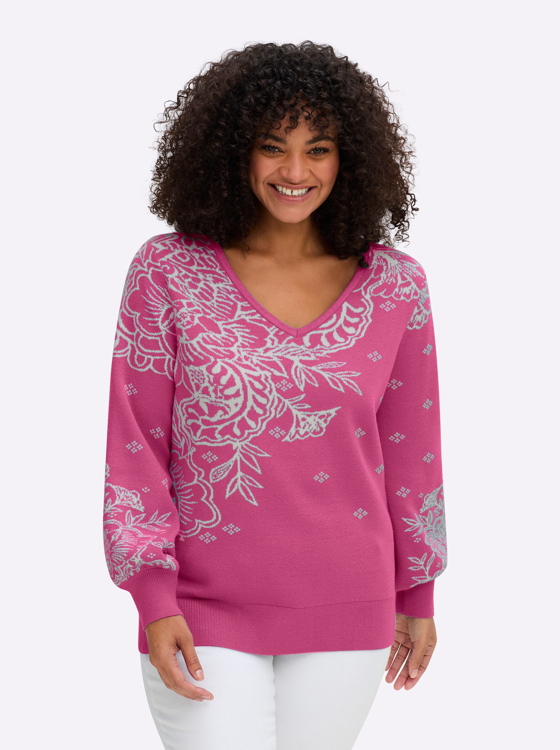sheego by Joe Browns Strickpullover Pullover Langarm Jacquard