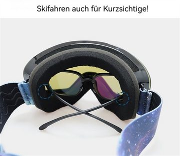 Dekorative Skibrille Skibrille UV-Schutz Für Erwachsene, Snowboardbrille für Brillenträger, (1-St), UV Schutz, mit praktischer Anti-Beschlag-Beschichtung