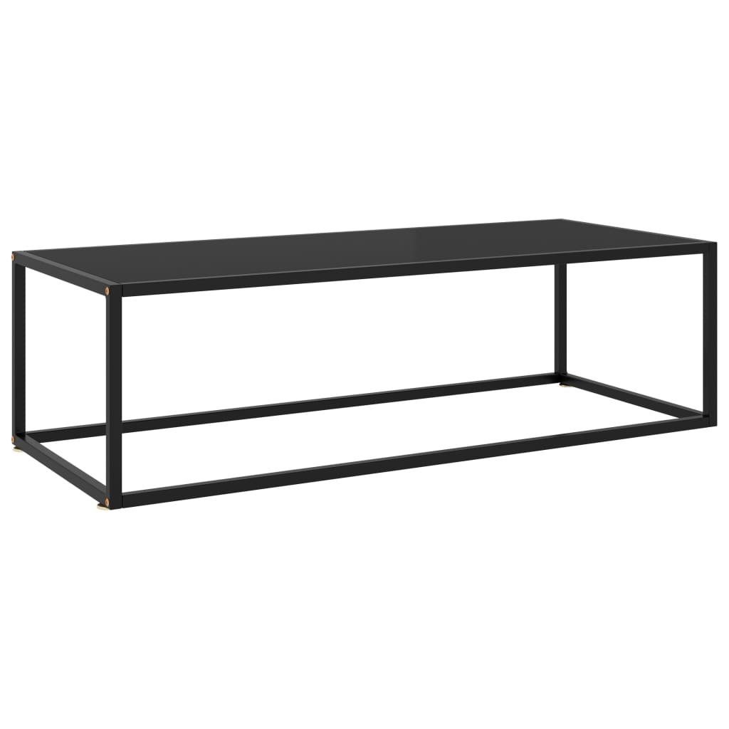 furnicato Couchtisch Schwarz mit Schwarzem Glas 120x50x35 cm