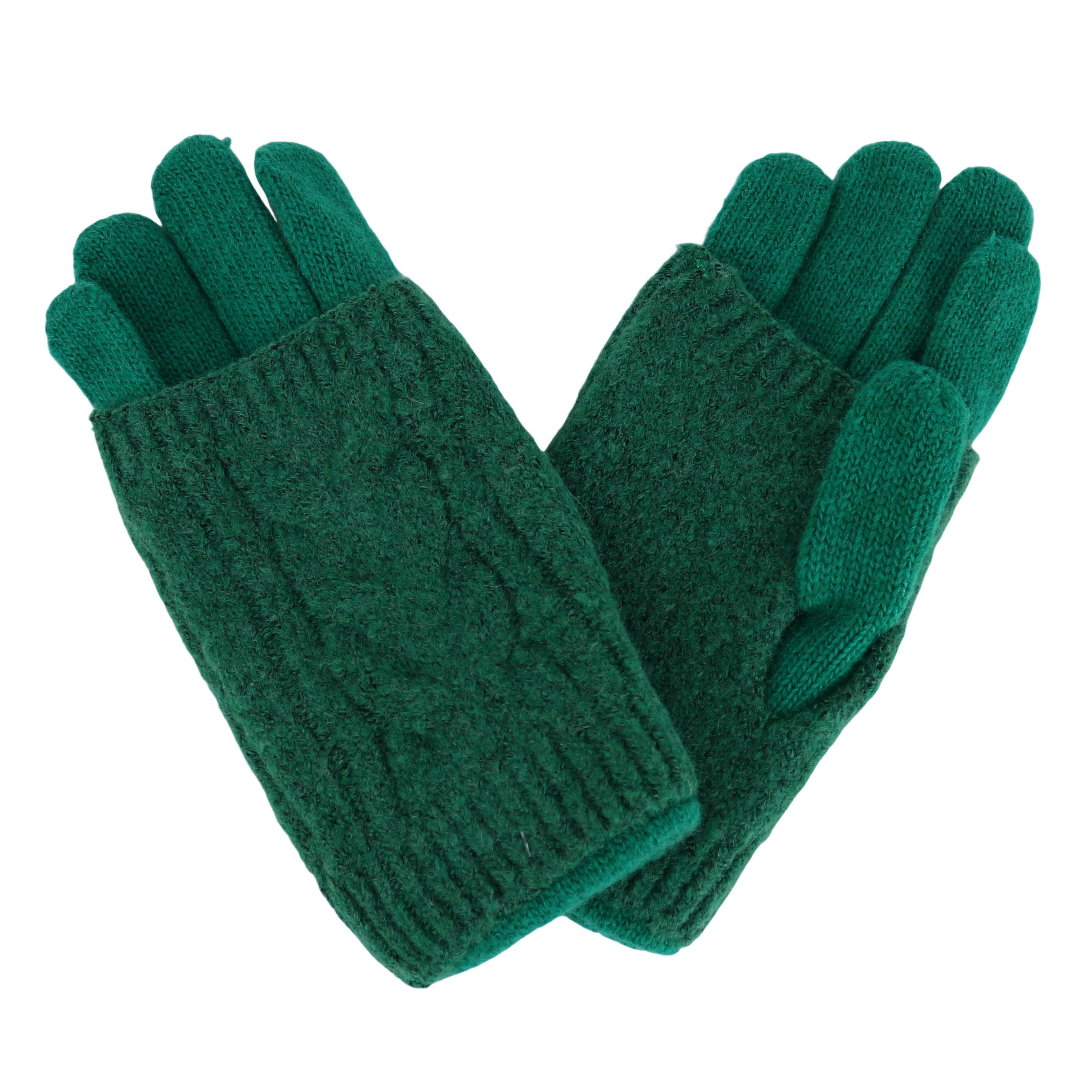 MIRROSI Strickhandschuhe Damen Handschuhe 2 in 1 mit abnehmbarer Strick Manschette (Einheitsgröße für Erwachsene)