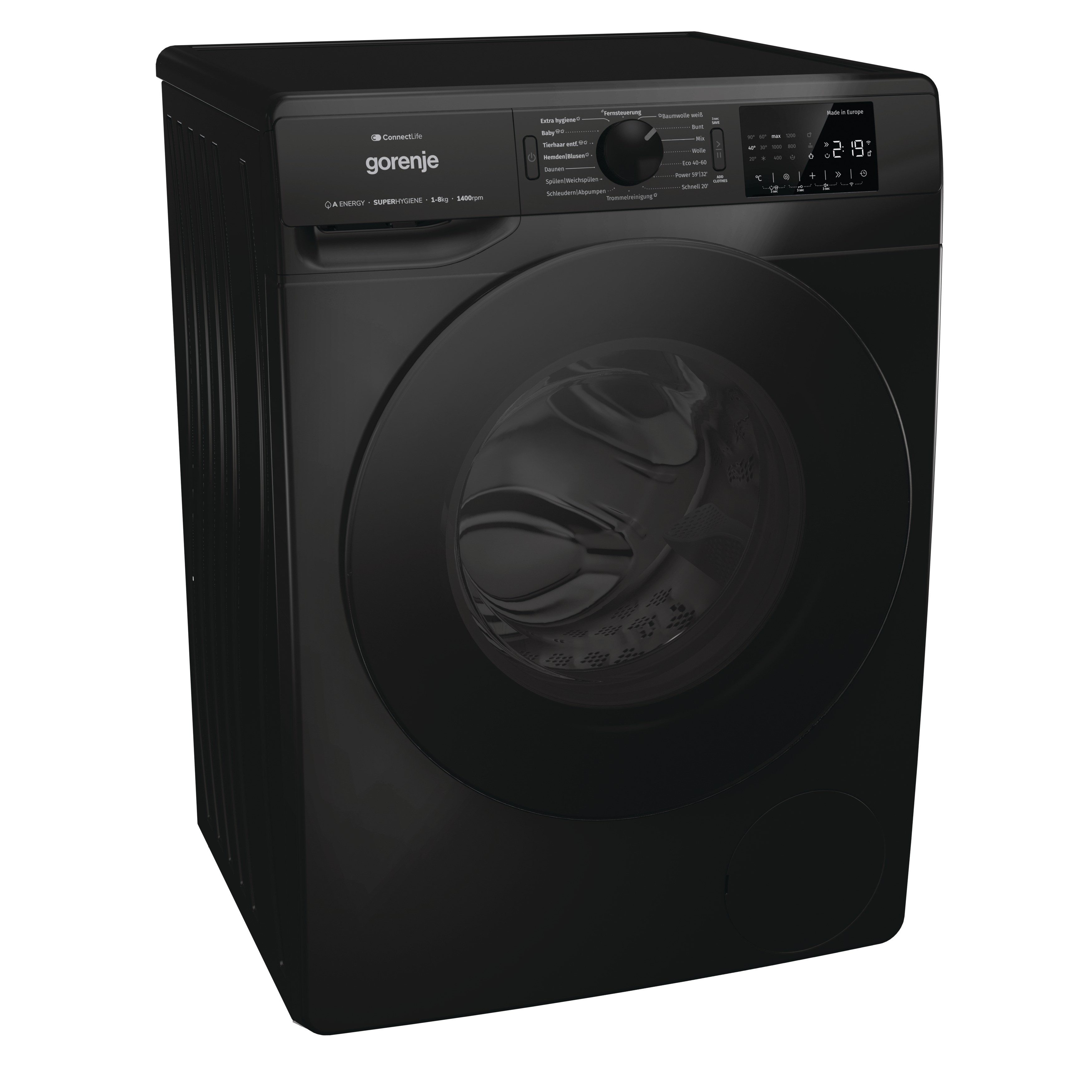 GORENJE Waschmaschine WPNEI84A1DTSB, 8 kg, 1400 U/min, Energieklasse A-10%