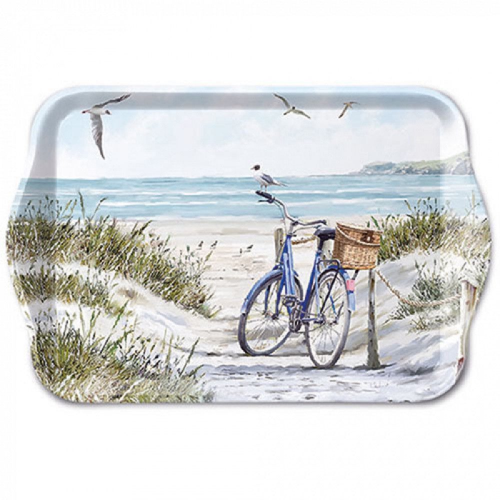 Ambiente Luxury Paper Products Tablett Dekotablett, Serviertablet, Essen, Planzen, Blumen, Tiere, Vogel, Melamin Fahrrad am Strand Kollektion, (1-tlg), Meer, Strand Sommer, Frühling, Herbst, Winter Kollektion