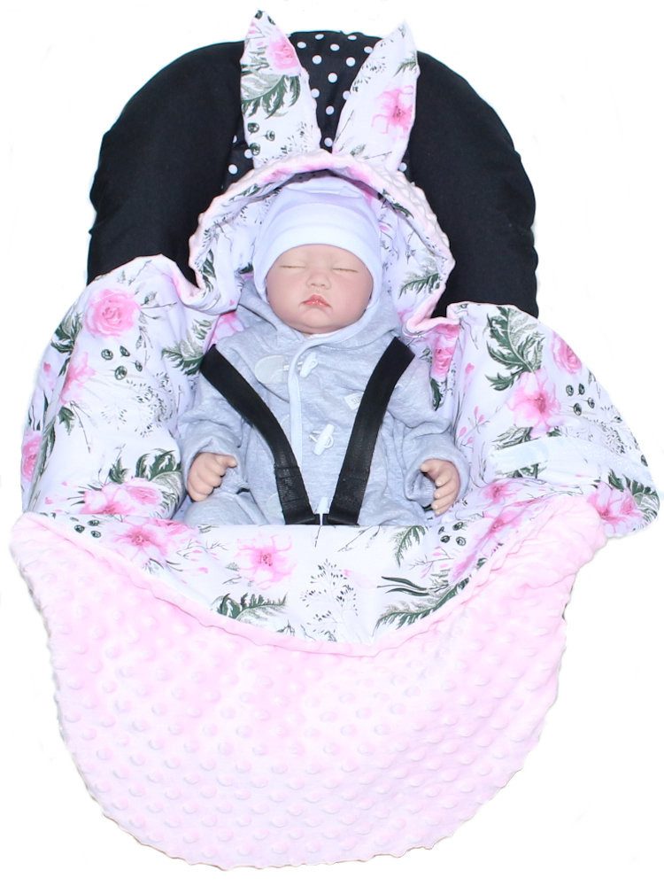 Einschlagdecke Baby mit Kapuze für Babyschale Fußsack Minky, Primawela