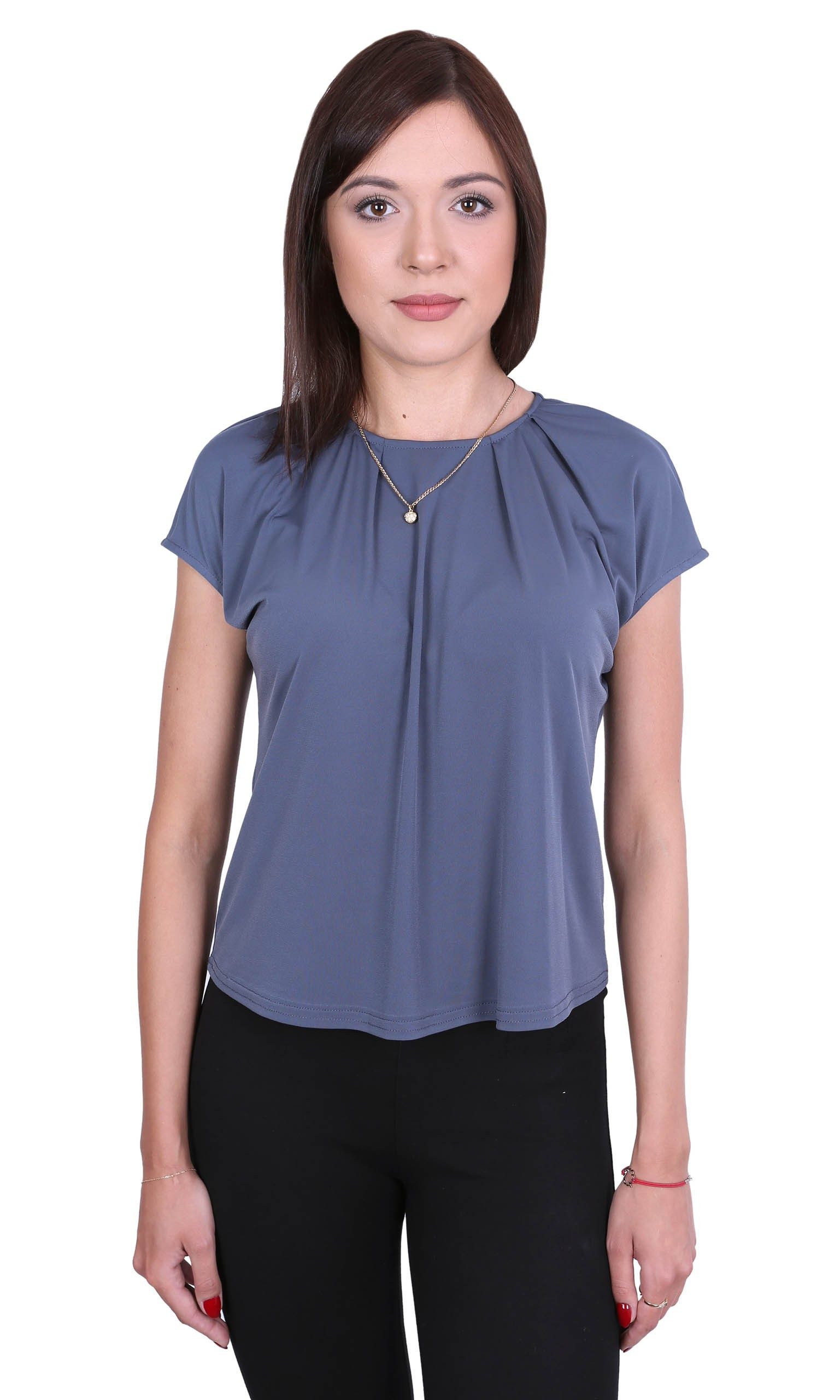 Blusentop John Zack Graphitfarbene locker sitzende Bluse S