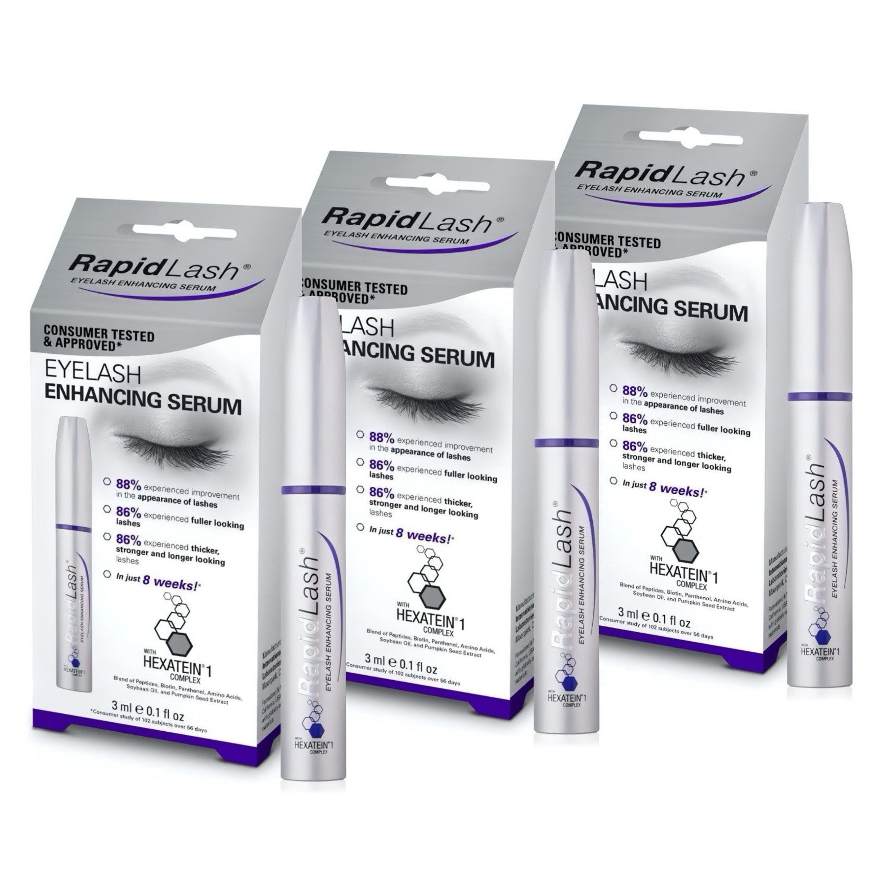 P-Beauty Cosmetic Accessories Wimpernserum Rapid/Lash Eyelash Serum zur Wimpernverlängerung 3ml, 3-tlg., Wimpernserum, Wimpernpflege, Rapid Serum