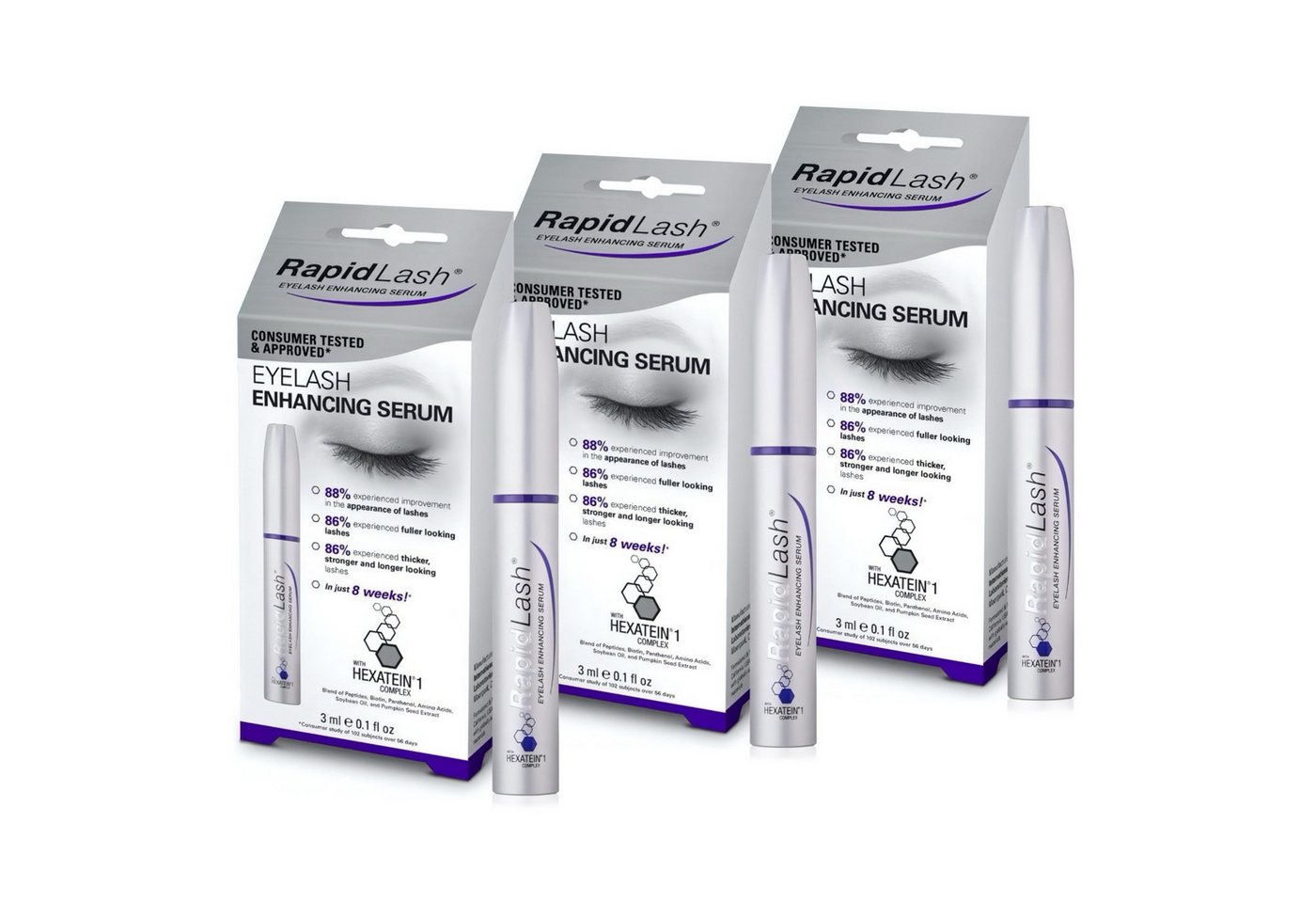 P-Beauty Cosmetic Accessories Wimpernserum Rapid/Lash Eyelash Serum zur Wimpernverlängerung 3ml, 3-tlg., Wimpernserum, Wimpernpflege, Rapid Serum