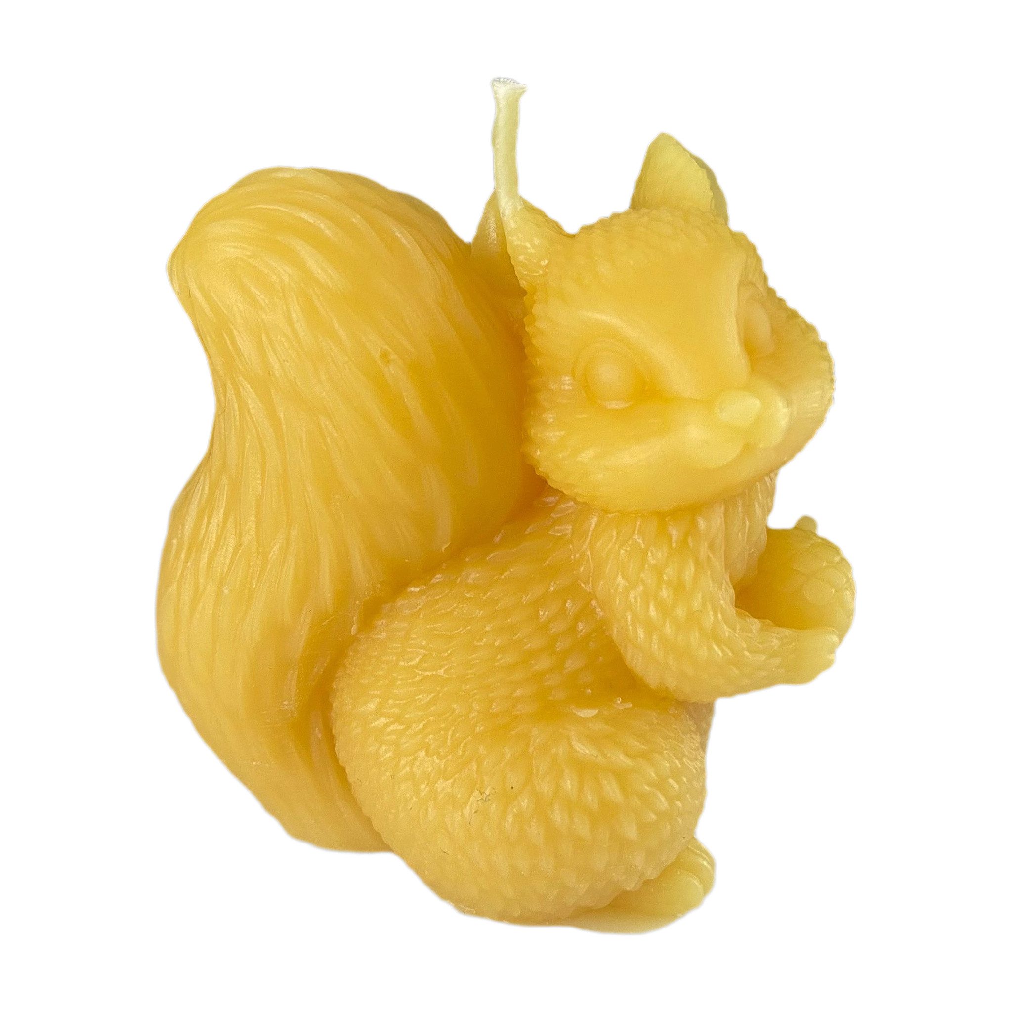 Aspinaworld Bienenwachskerze Eichhörnchen Kerze sitzend 8 cm natur – Eichel in beiden Pfoten (1-tlg)