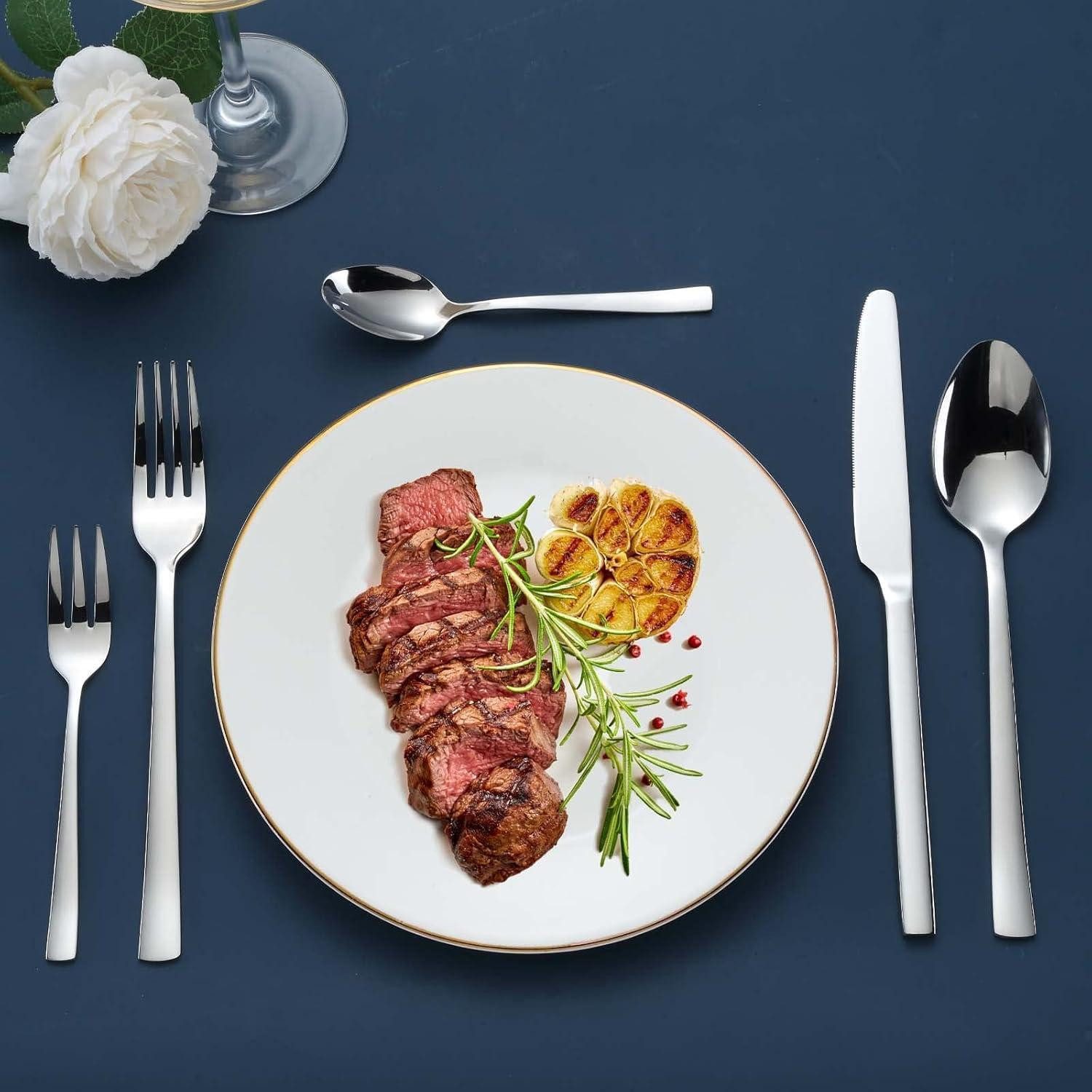 LuxusKollektion Salatbesteck Besteckset 6 Personen Edelstahl Gabel 30 Teilig Silber 30 teilig