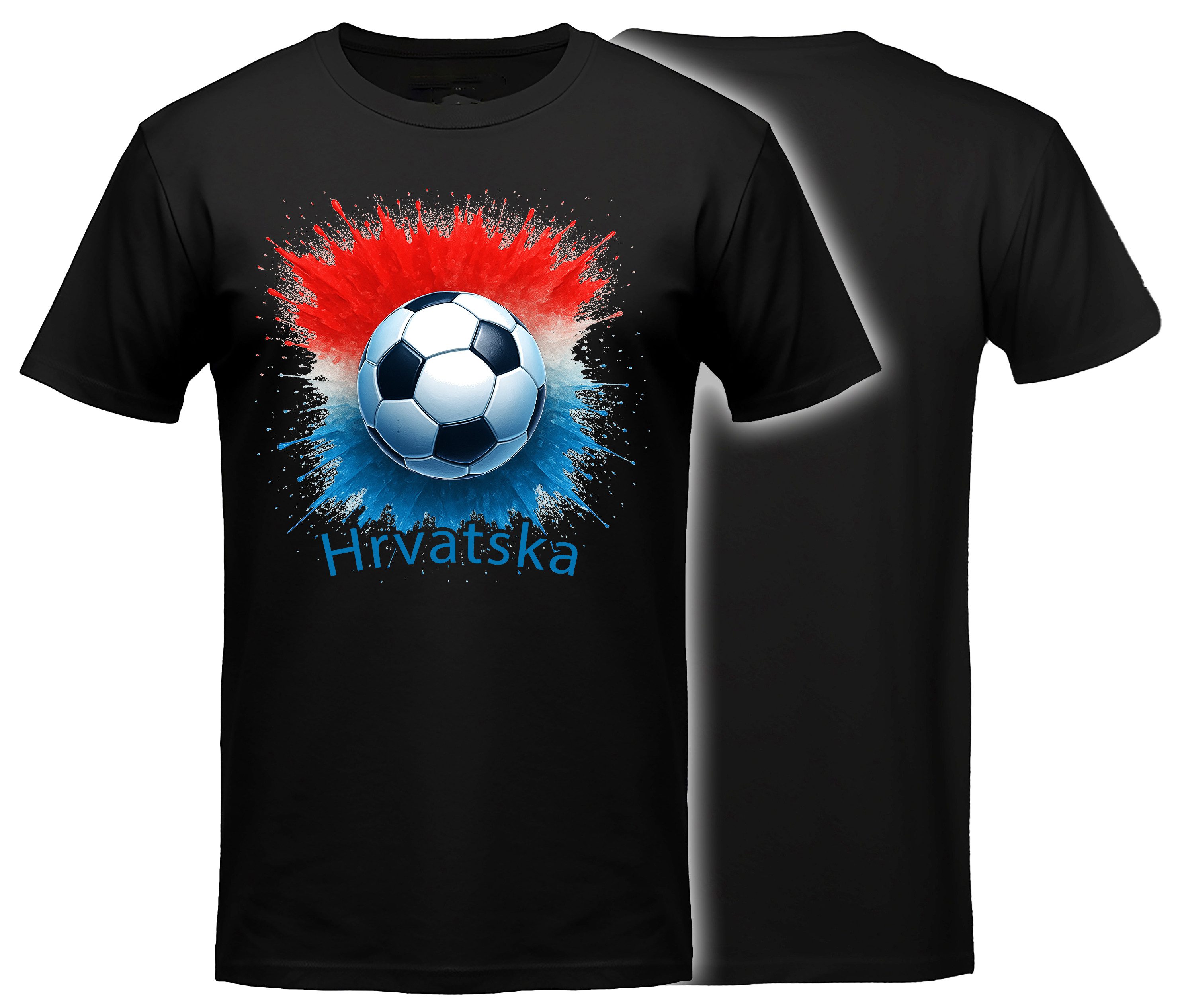 MyDesign24 T-Shirt Fussball Shirt - WM T-Shirt schwarz Herren und Damen Fussball kurzarm Kroatien Fan-Shirt i678