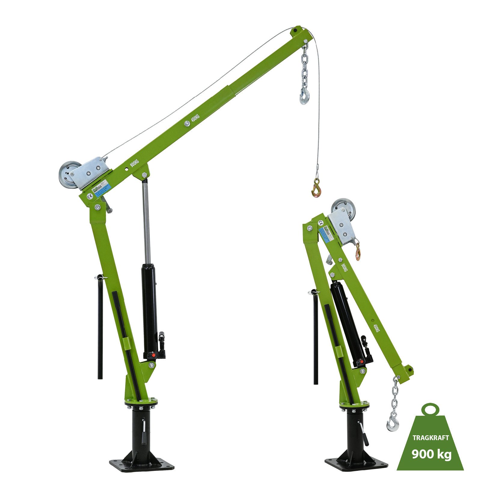 TRUTZHOLM Werkstattkran Pickup Kran Stahl Tragkraft 900 kg 360° drehbar mit Seilwinde Heber, Artikel 1-St. massiver 360 Grad Drehkranz zum Schwenken