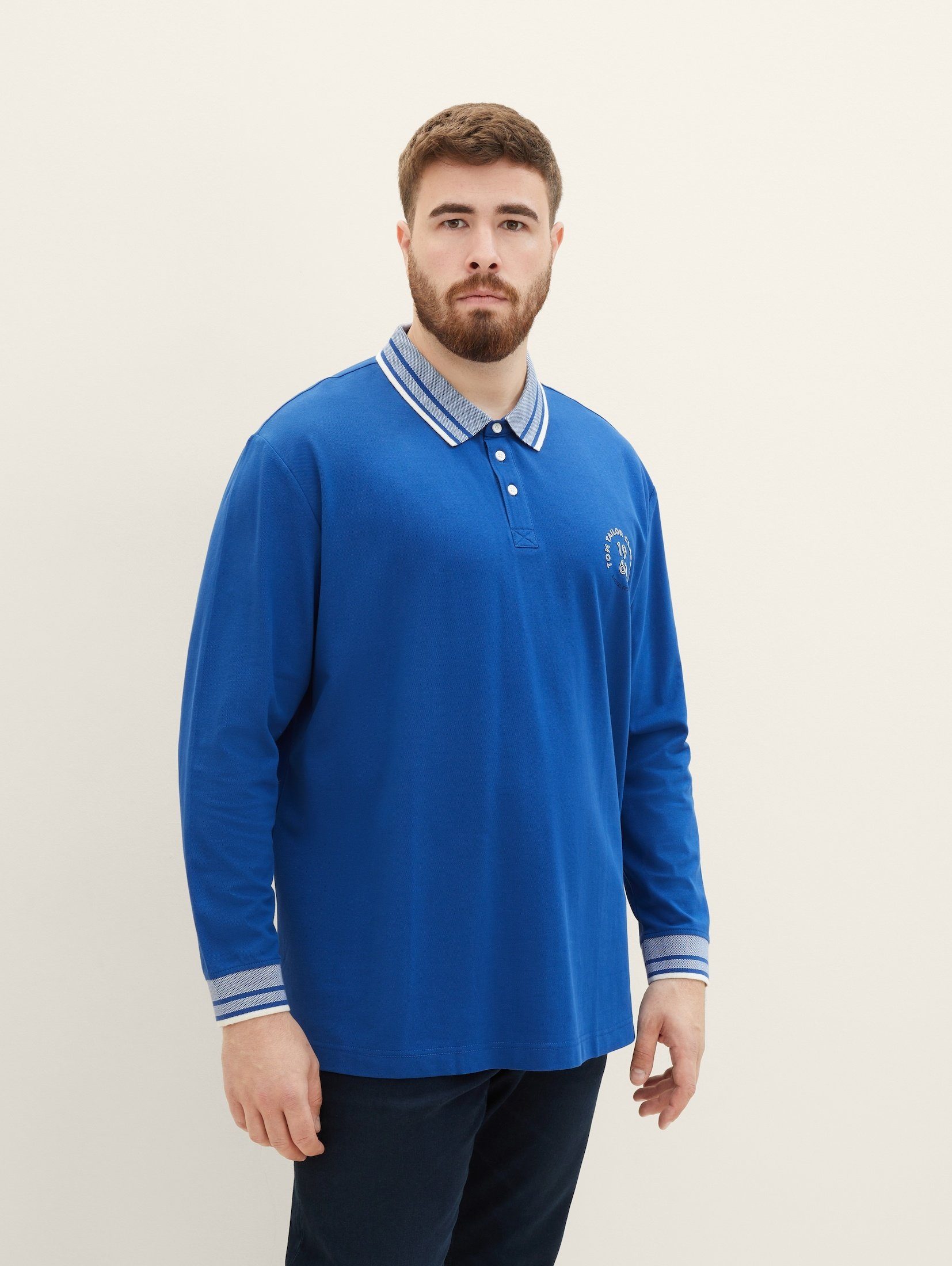 TOM TAILOR PLUS Poloshirt Plus - Langarm Poloshirt hockey blue