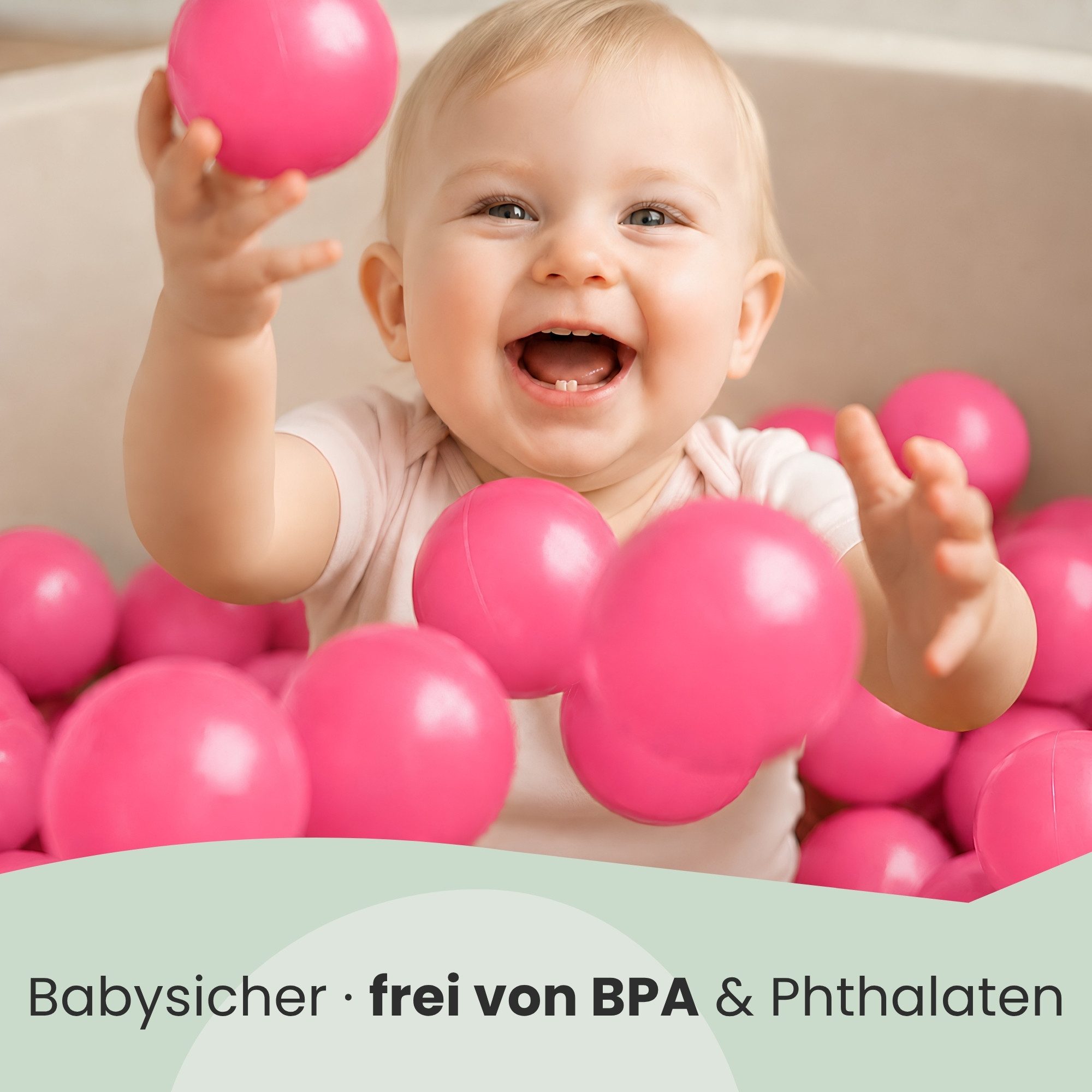 LittleTom Bällebad-Bälle Baby - 50 Bunte Bälle fürs Bällebad - Geprüfte Spielbälle für Kinder (50-St), Ab dem 1. Tag: Babybälle zum Greifen - Plastikbälle für den Bällepool