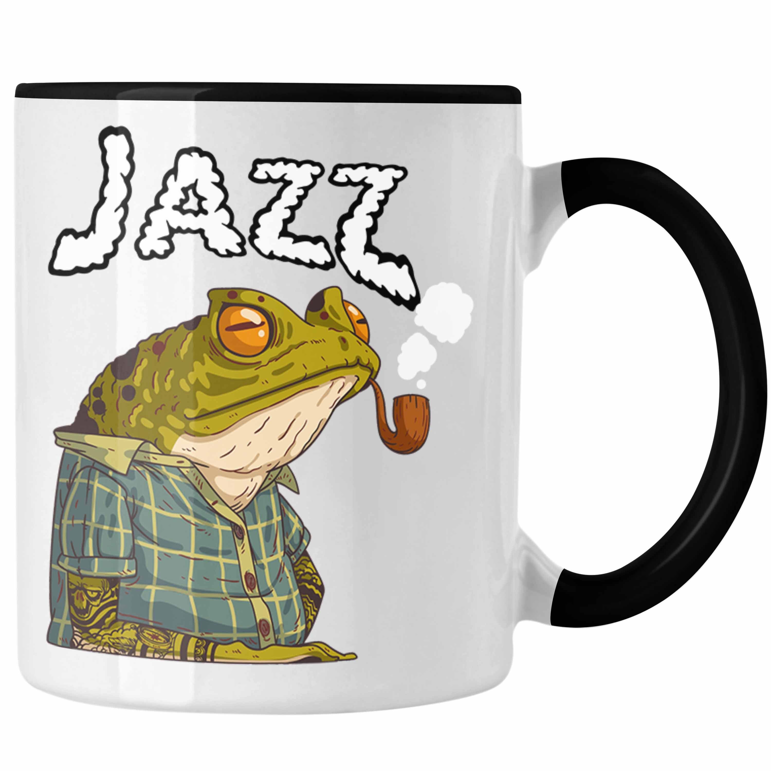 Trendation Tasse Jazz Tasse Grafik Geschenk Lustig Frosch Schwarz