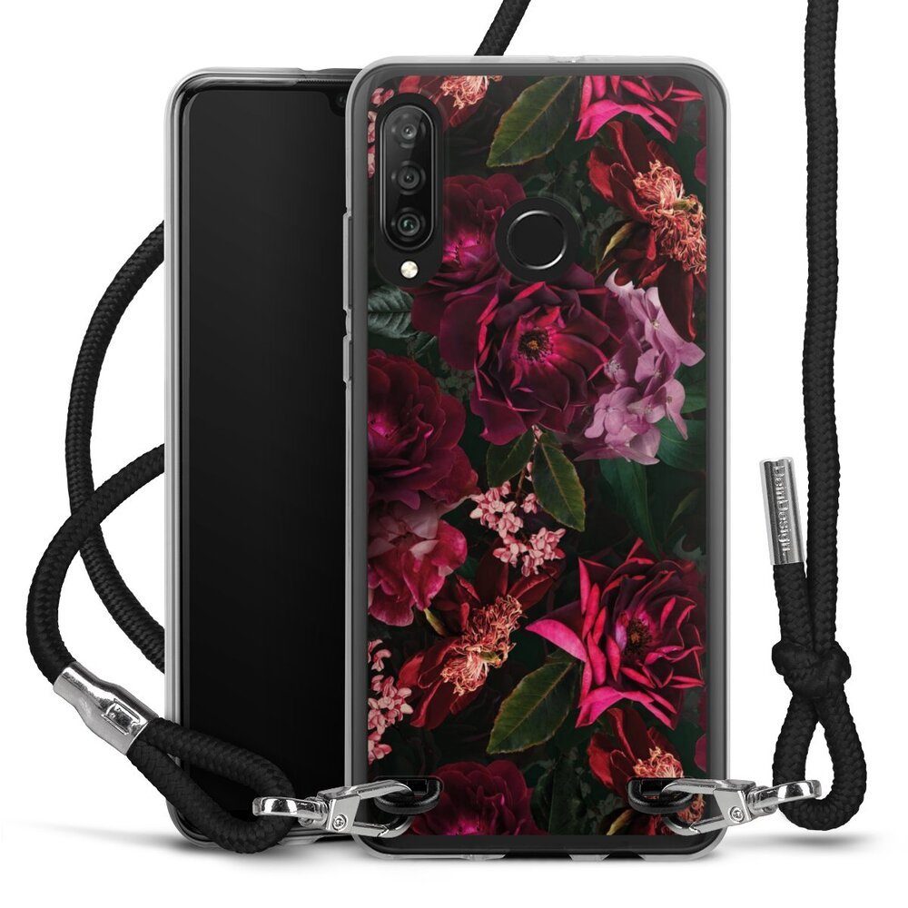 DeinDesign Handyhülle Rose Blumen Blume Dark Red and Pink Flowers, Huawei P30 Lite Handykette Hülle mit Band Case zum Umhängen