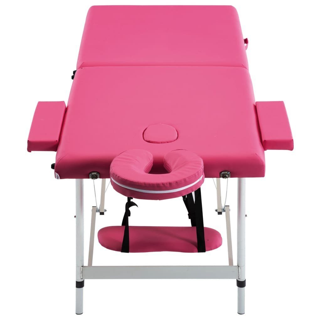 vidaXL Massageliege Massagetisch Klappbar 2 Zonen Aluminium Rosa