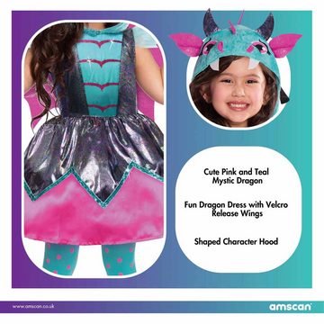 Amscan Kostüm Drachen Kostüm "Little Mystic Dragon" für Mädchen - Pink Türkis, Kinderkostüm