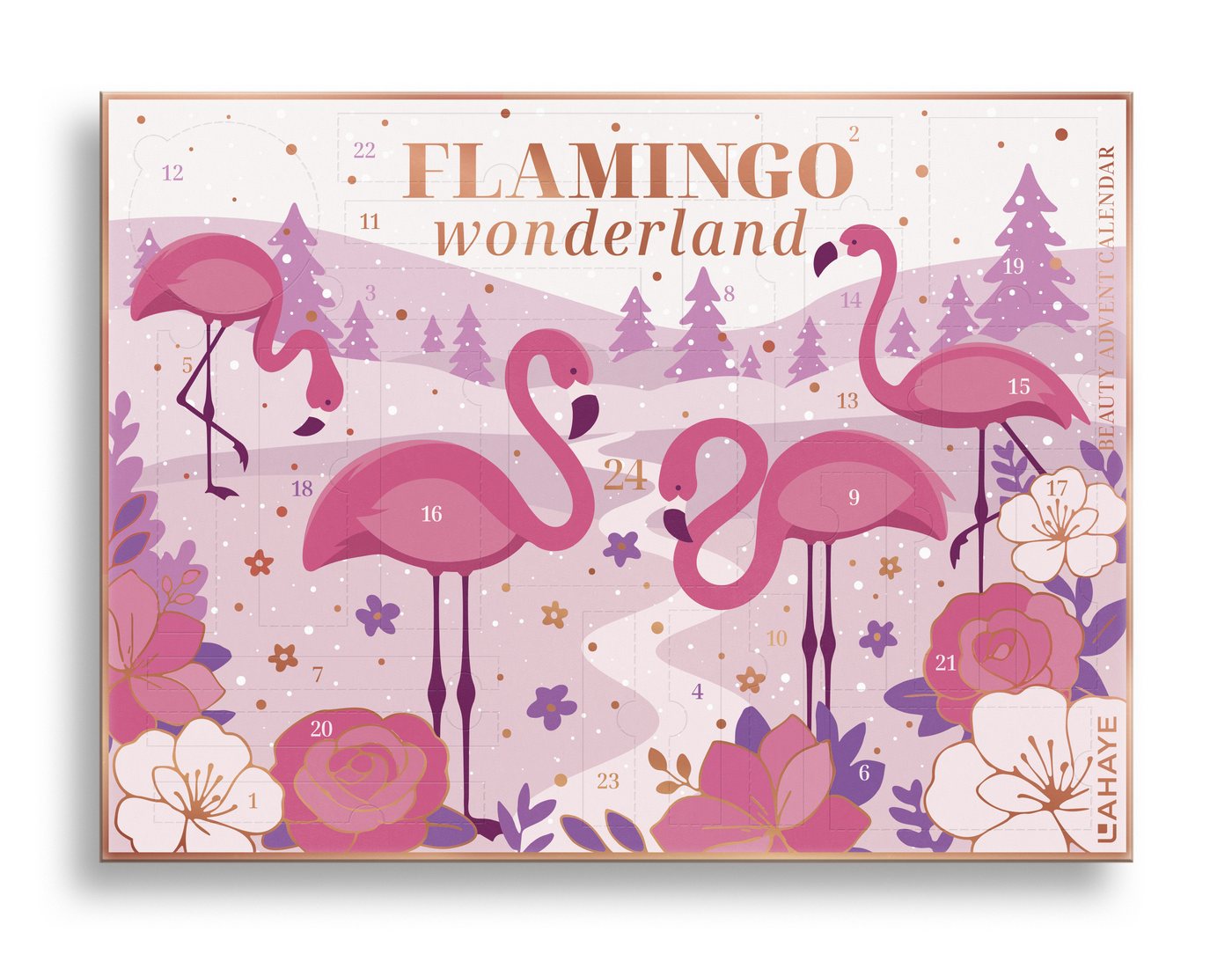 LAHAYE Adventskalender Beauty 2026 PINK FLAMINGO, LIMITIERTE EDITION für Frauen, Mädchen (Set), Weihnachtskalender mit 24 Türchen