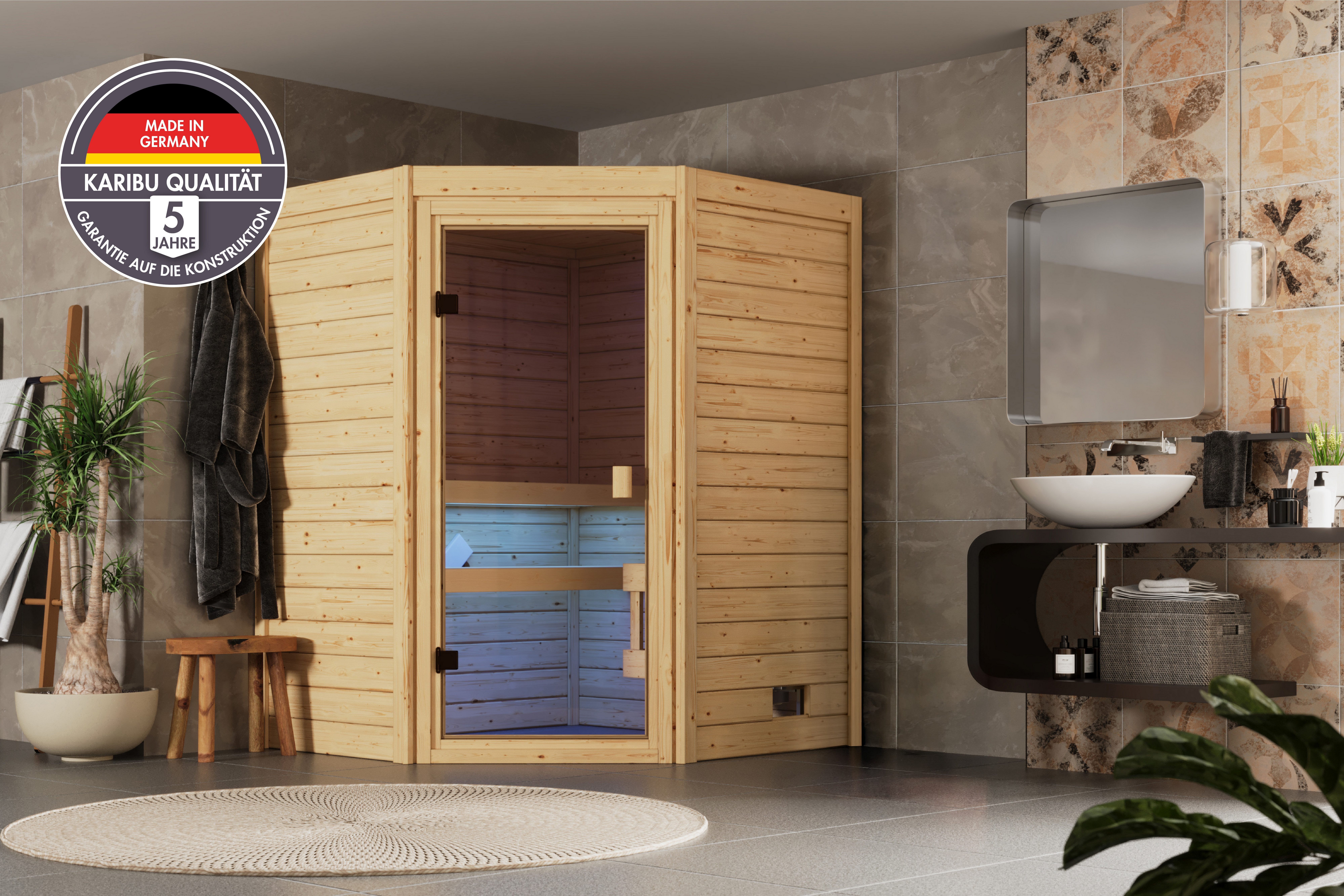 welltime Sauna Backas, BxTxH: 148 x 145 x 190,5 cm, 28 mm, verschiedene Varianten