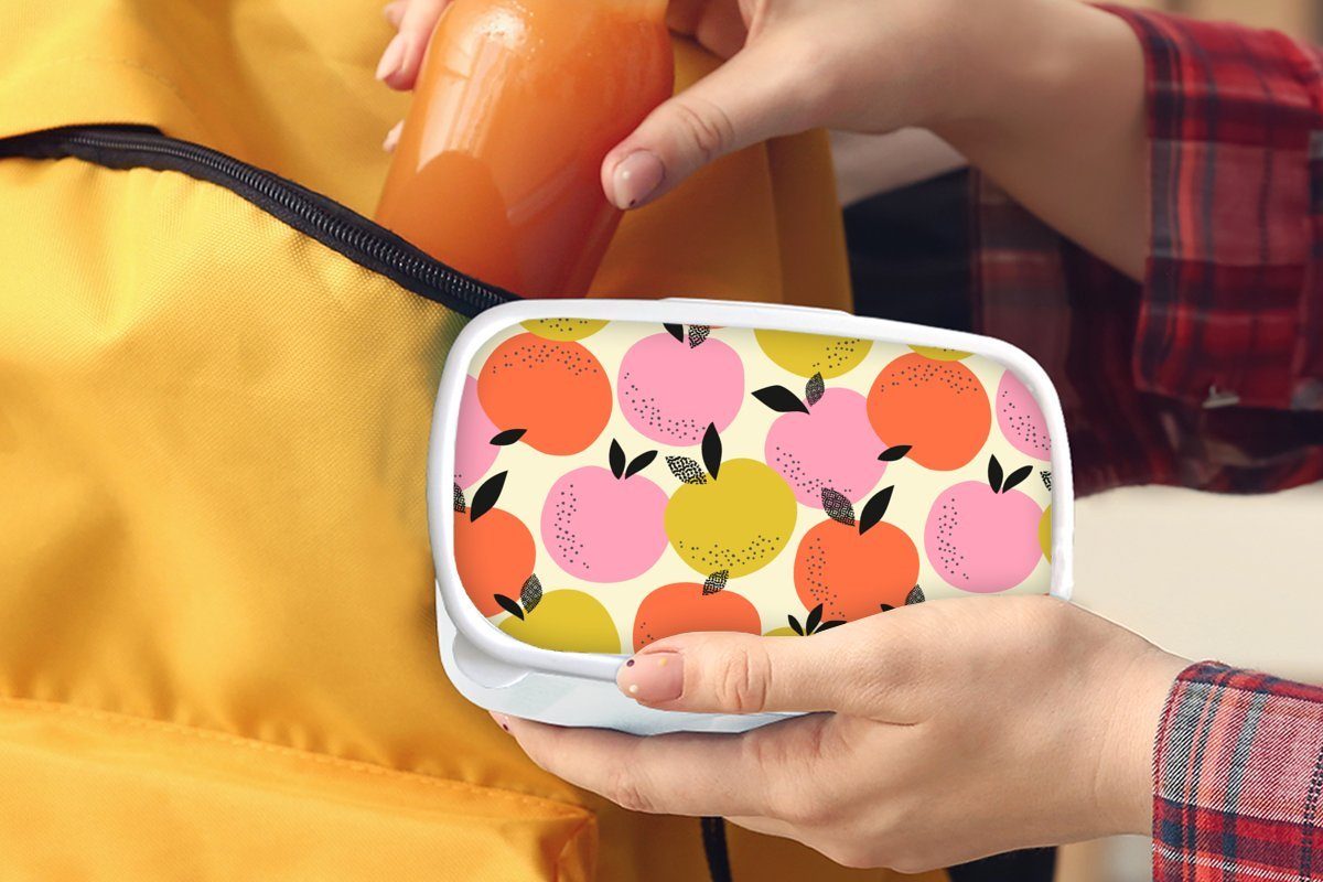 MuchoWow Lunchbox Orange - Sommer (2-tlg), Jungs Kinder Kunststoff, für für weiß und Brotbox Brotdose, Mädchen Erwachsene, und - Muster