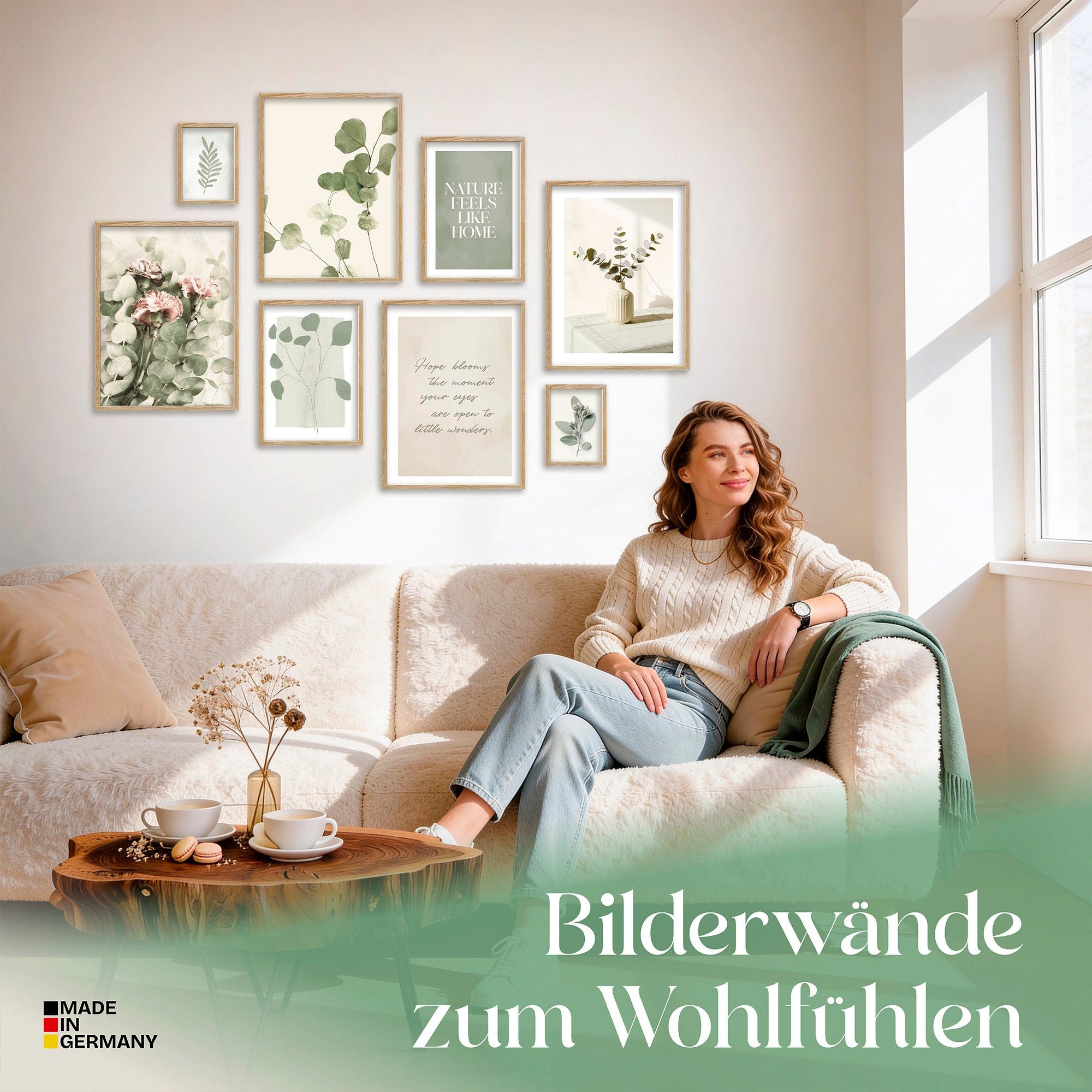 ARTFAVES Bilder-Collage Poster Set Eucalyptus I mehrteilige Bilderwand I Wandbilder Eukalyptus, (Wandbilder modern, 8 St) – Bild 2 von 5