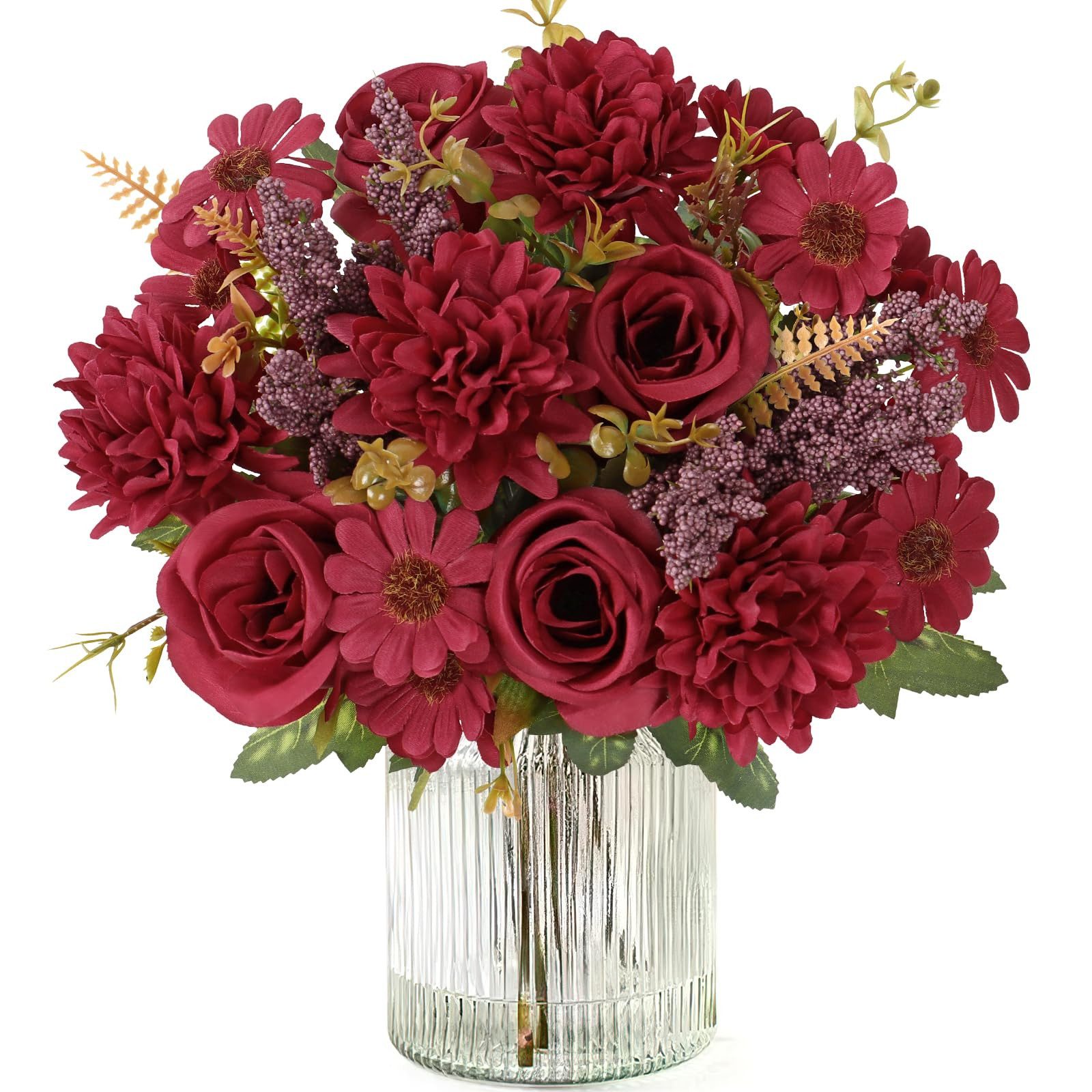 Kunstpflanze Künstliche Blumen, 2 Bündel Seidenblumensträuße Blumensträuße Hochzeit, Bomiclss, Tisch Dekoration Blumenarrangement Hause Küche Dekor