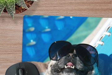 MuchoWow Gaming Mauspad Hund - Lustig - Sonnenbrille - Kinder - Jungen - Mädchen - Kind (1-St), Mousepad mit Rutschfester Unterseite, Gaming, 40x40 cm, XXL, Großes