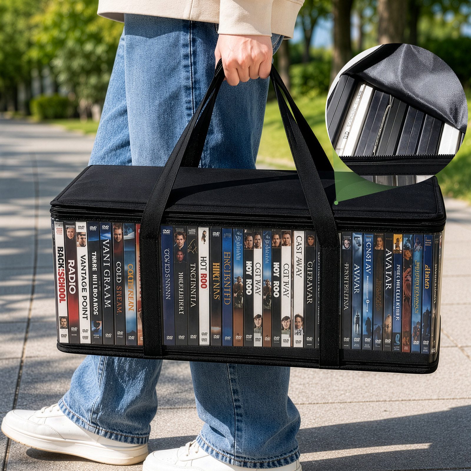 Youyijia Aufbewahrungstasche DVD Aufbewahrungstasche mit Griff CD Organizer Box für Spiele
